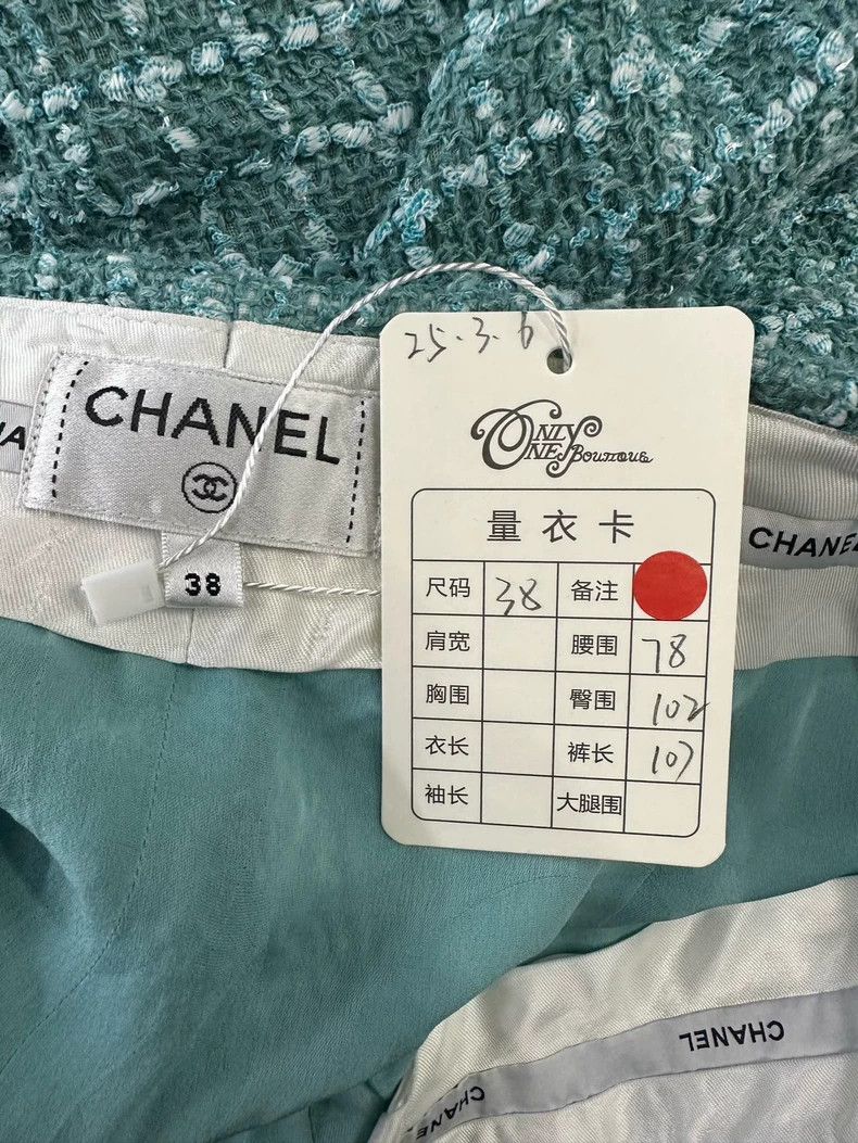 Chanel Chanel 23P Lake Blue Tweed Glazed Buckle Wide-leg Pants Size 25" / US 0 / IT 36 - 4 Thumbnail