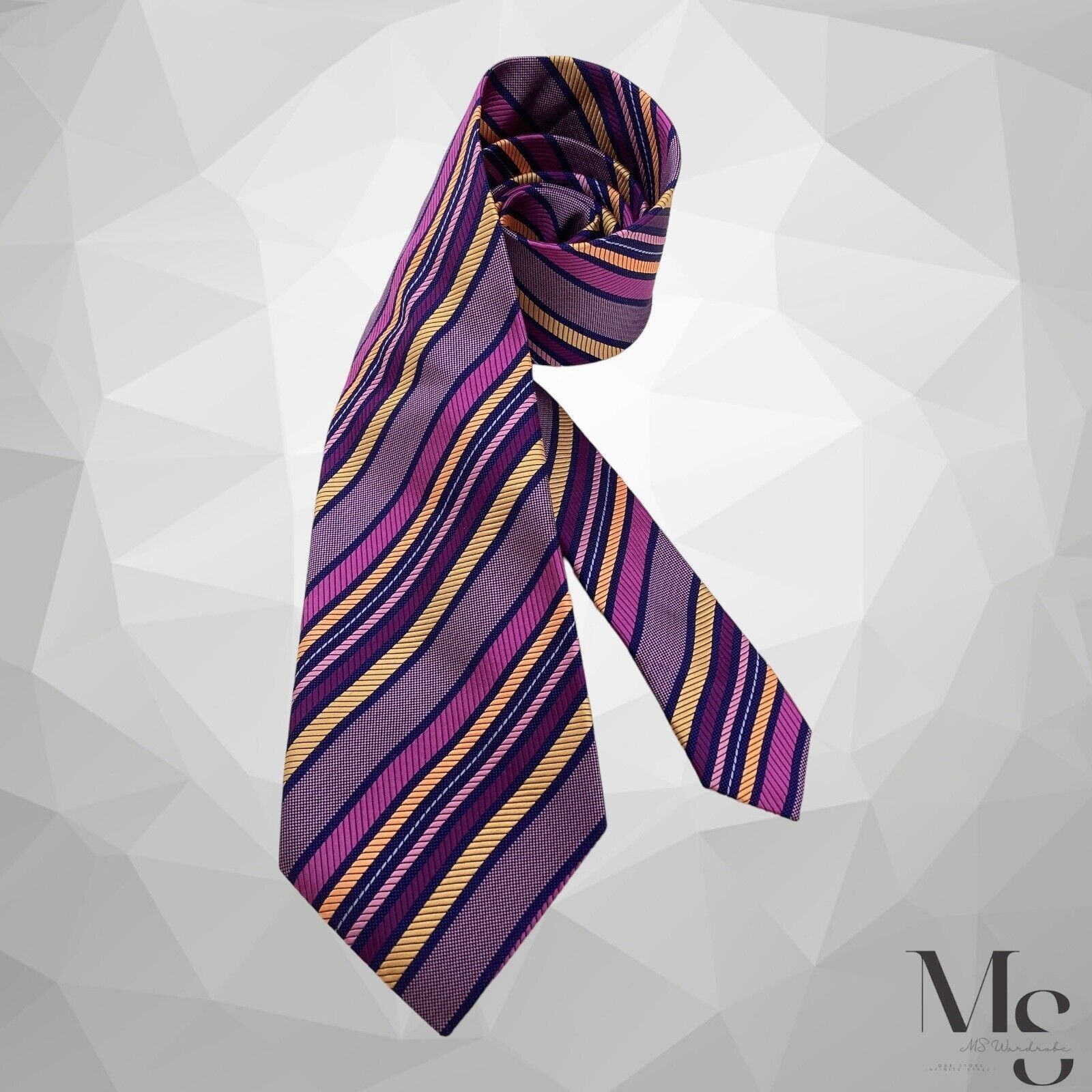 Duchamp London DUCHAMP LONDON Purple Striped Silk Tie Hand Made Englland Size ONE SIZE - 1 Thumbnail