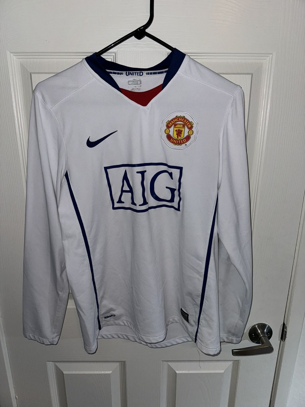 Nike × Vintage Manchester United Long Sleeve Vintage White Jersey Size US S / EU 44-46 / 1 - 1 Thumbnail