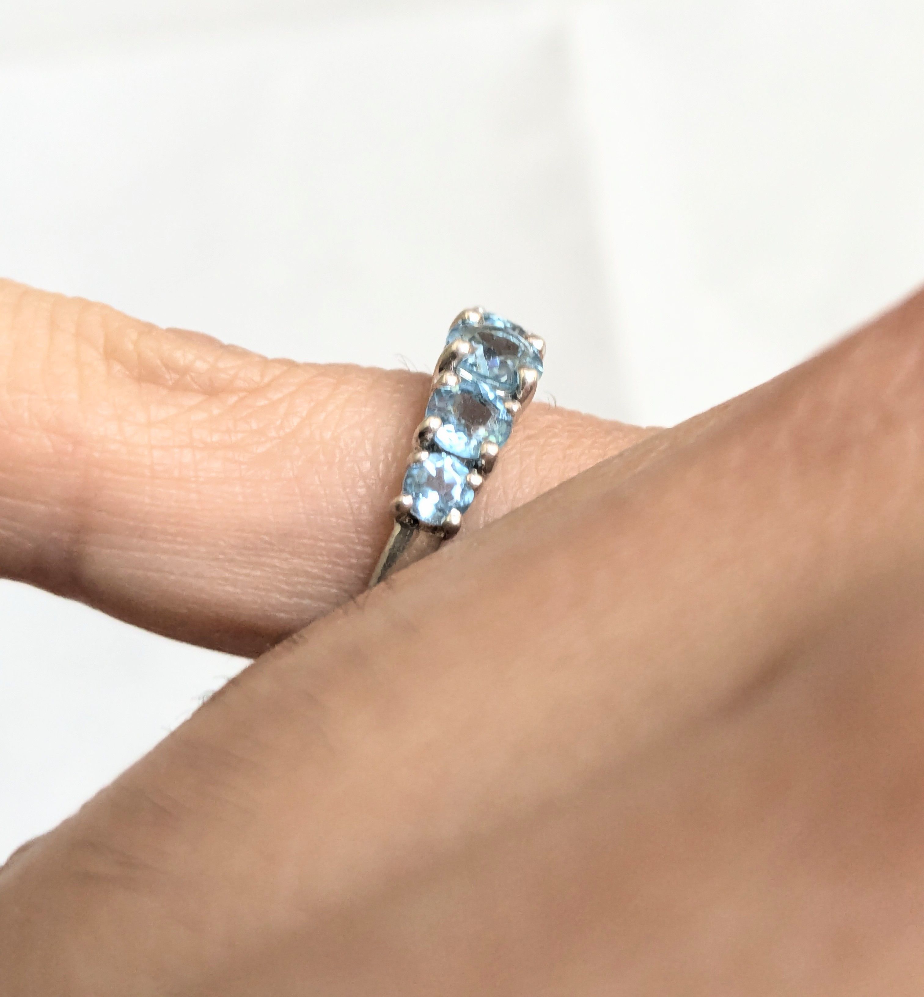 Jewelry Vintage Sterling Silver Ring Blue Topaz 6.75 Size ONE SIZE - 11 Thumbnail