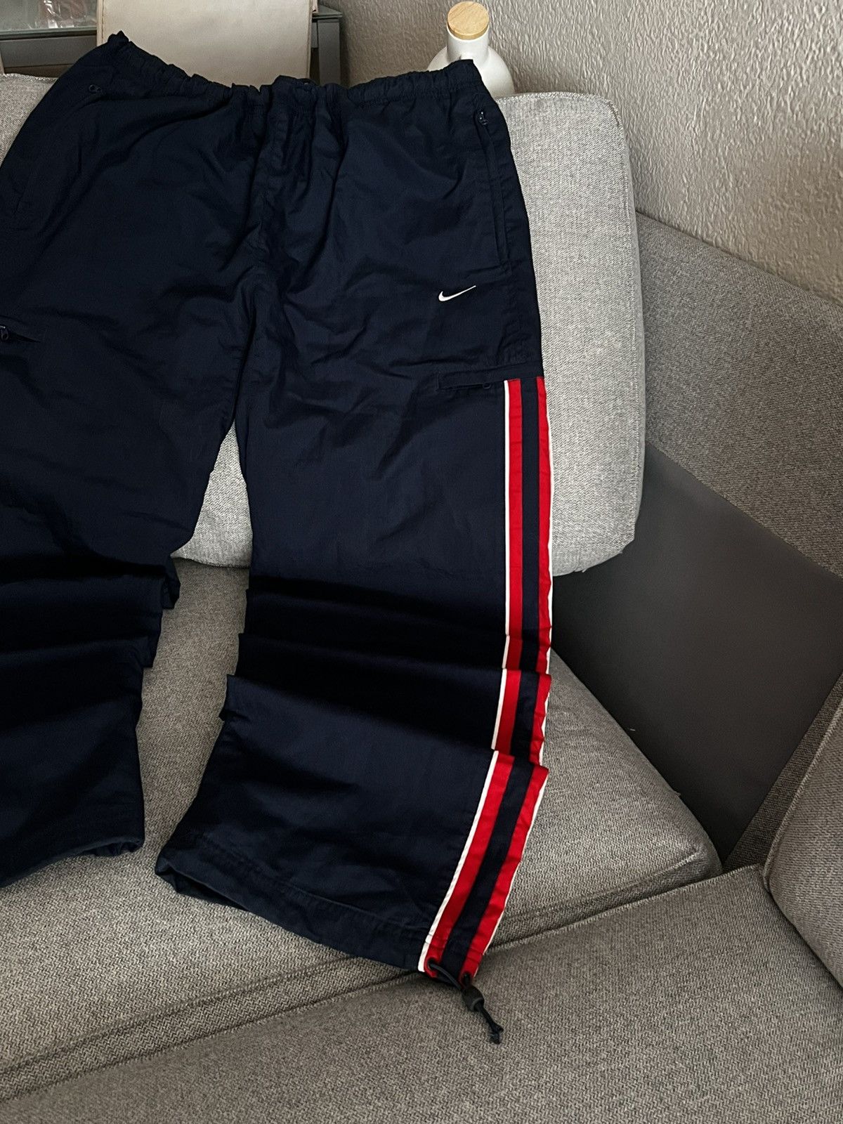 Nike Vintage Nike Y2K Baggy Track Pants Navy Red Size US 34 / EU 50 - 3 Thumbnail