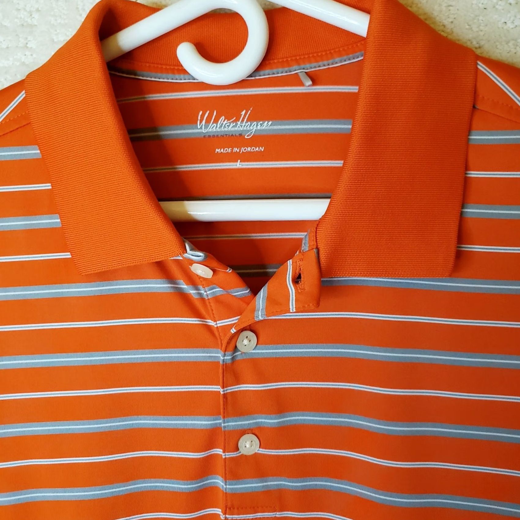 Vintage Walter Hagen Polo Shirt Men L Golf Short Sleeve Orange Striped Polyester Size US L / EU 52-54 / 3 - 4 Thumbnail