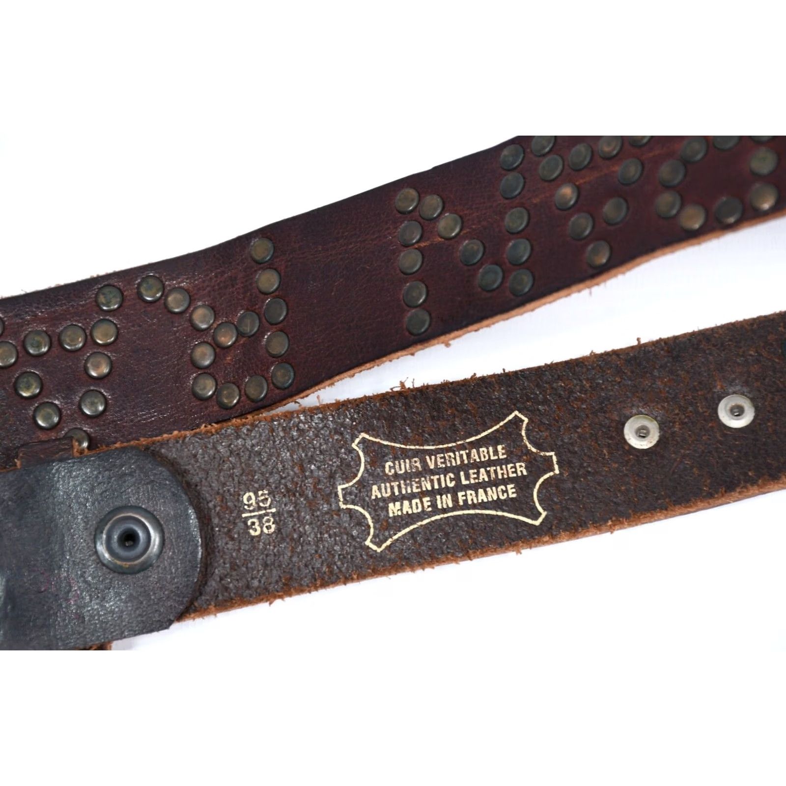 Vintage Japan Rags Belt Men's Brown Leather Studded 95/38 Belt Regular Size Brown Leather Studded Vintage Not Specified Men Mens Size ONE SIZE - 3 Thumbnail