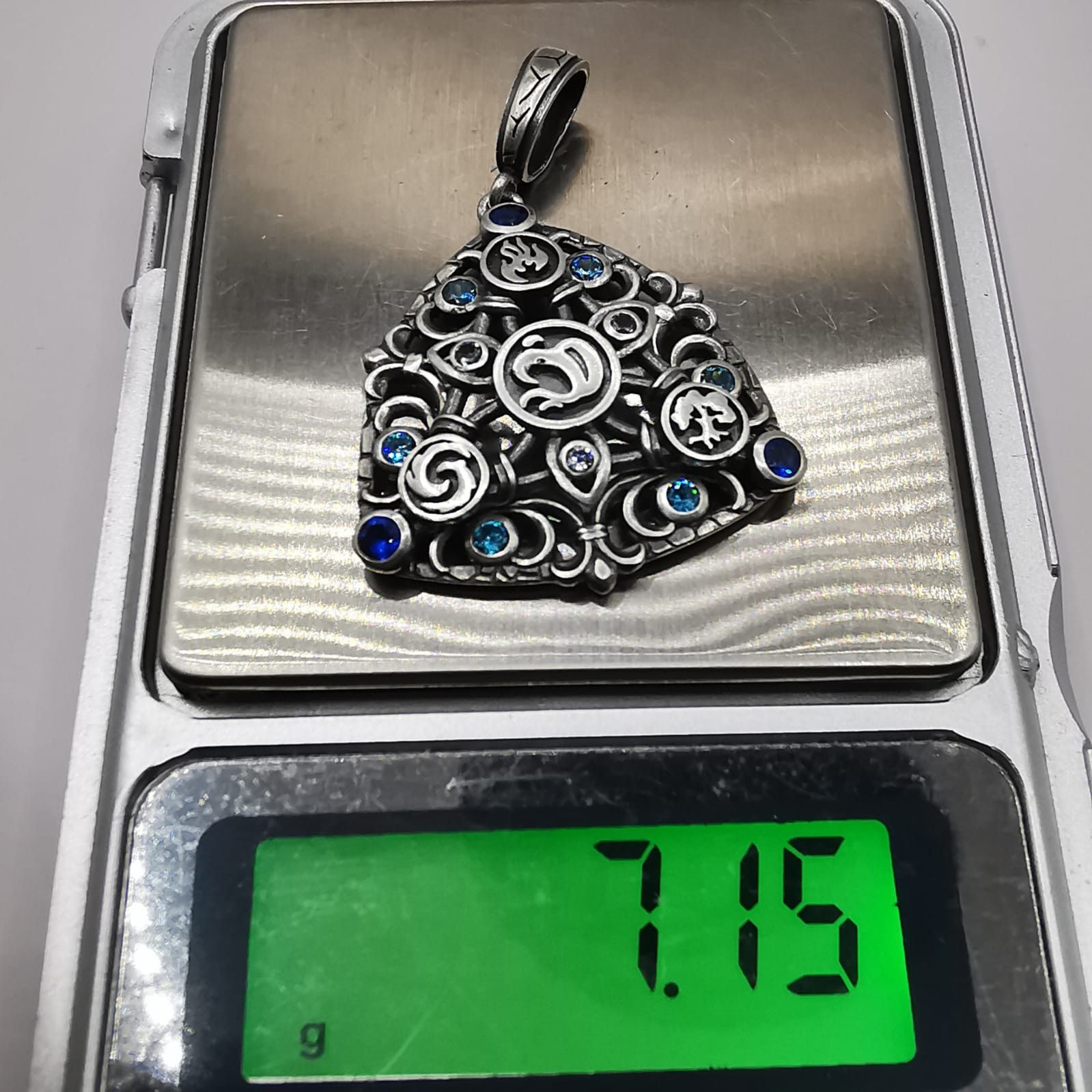 Vintage Vintage Pendant 925 Sterling Silver Sapphire, Topaz 7,15g Size ONE SIZE - 6 Thumbnail
