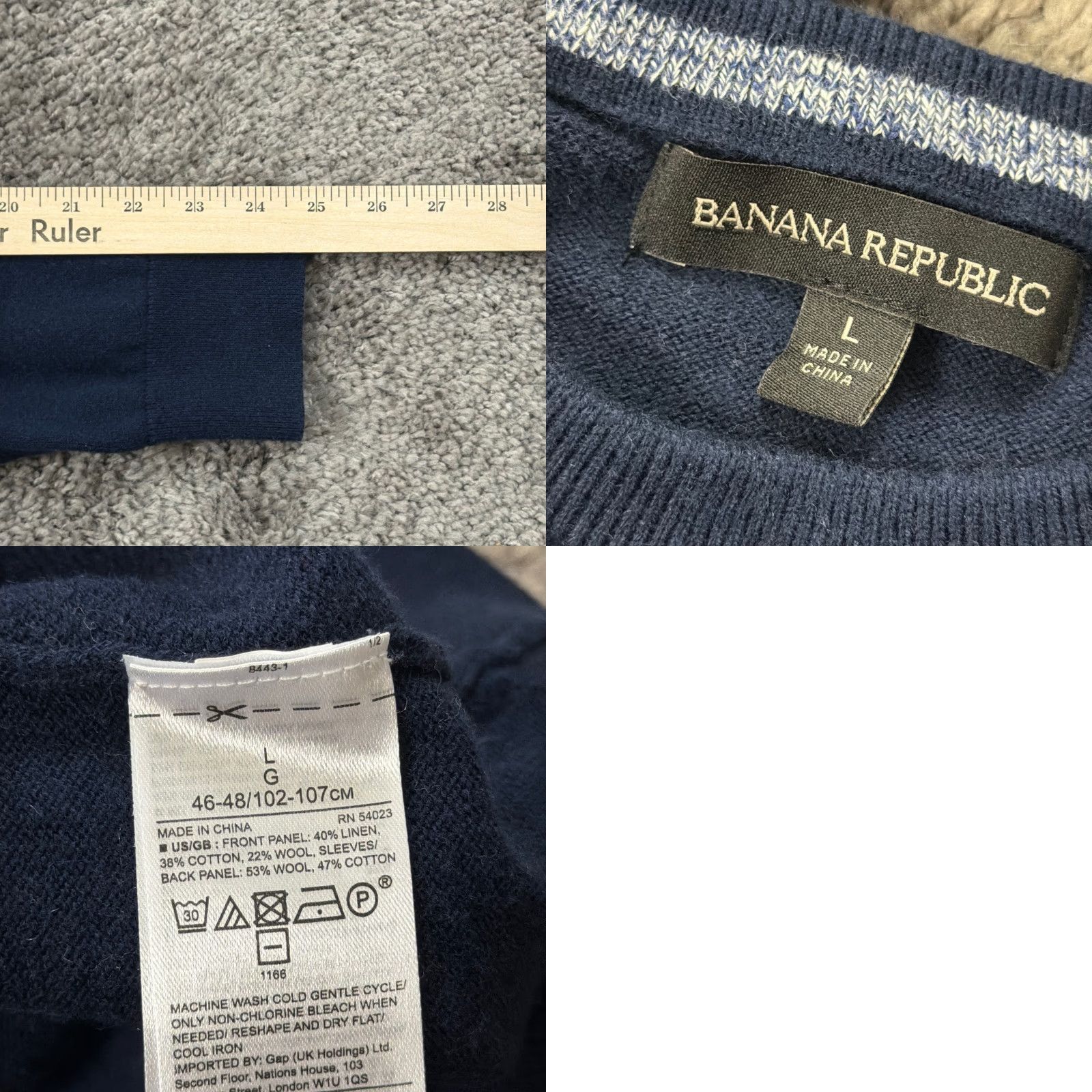Banana Republic Banana Republic Sweater Mens L Blue - Wool Linen Cotton Knit Crewneck Long Sleeve Pullover Casual Shirt? Size US L / EU 52-54 / 3 - 8 Thumbnail