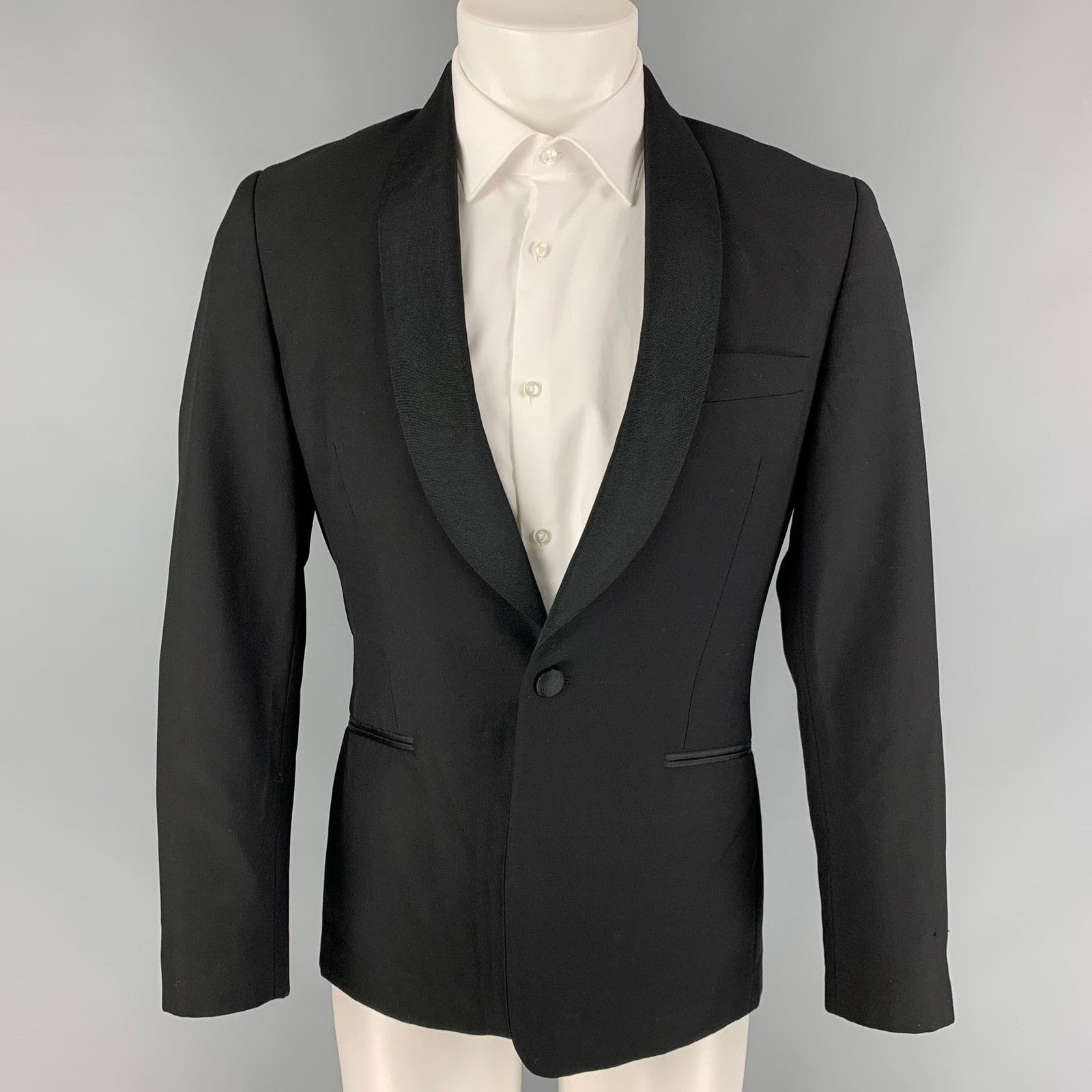 Size 38 Regular Wool Mohair Shawl Collar Sport Coat
