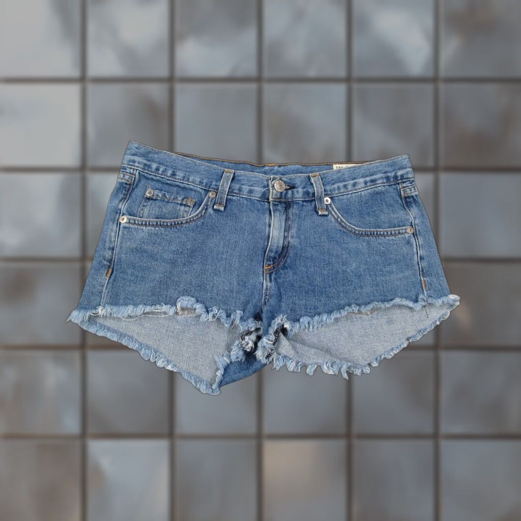Rag & Bone VINTAGE Rag & Bone Women's Blue Mason Cut-Off Shorts Low Rise Distressed Denim 25 Casual Spring Summer Women Size 42" / US 20 - 1 Thumbnail
