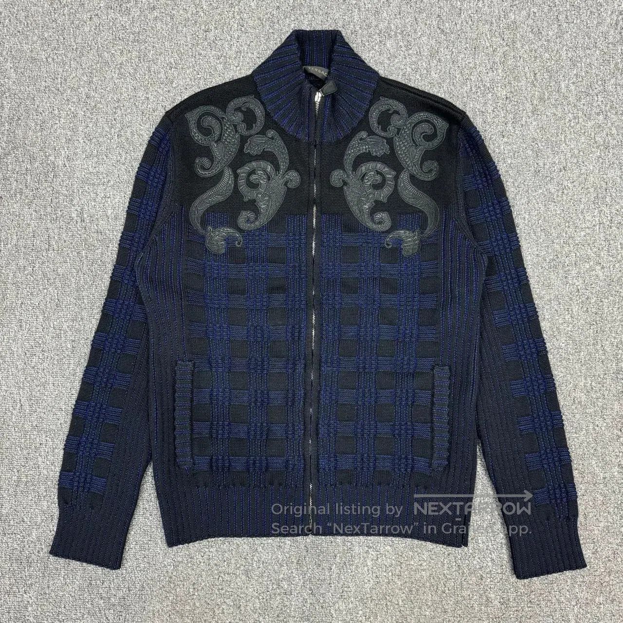 Versace Versace Blue Cashmere Knit Jacket. Size US L / EU 52-54 / 3 - 1 Thumbnail