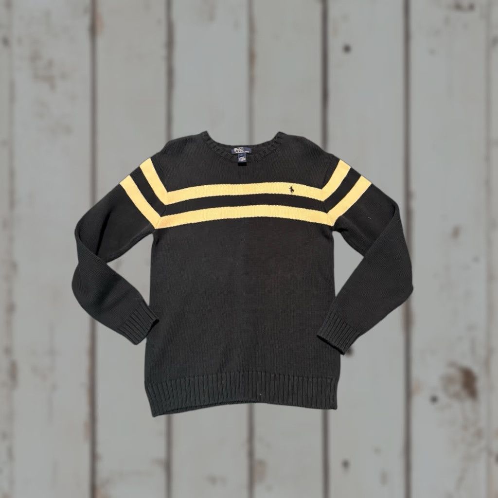 Polo Ralph Lauren VINTAGE Polo Ralph Lauren Striped Knit Sweater Blue/White XL Made In Japan Pullover Crew Neck Unisex Adults Long Sleeve Size XL / US 12-14 / IT 48-50 - 1 Thumbnail