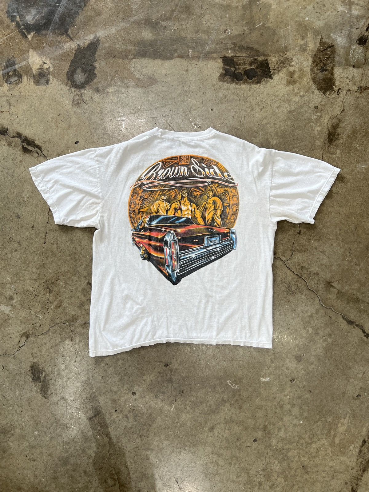 Vintage Vintage Brown Side Firme Lowrider Azteca Cholo Tee Large Size US L / EU 52-54 / 3 - 2 Thumbnail