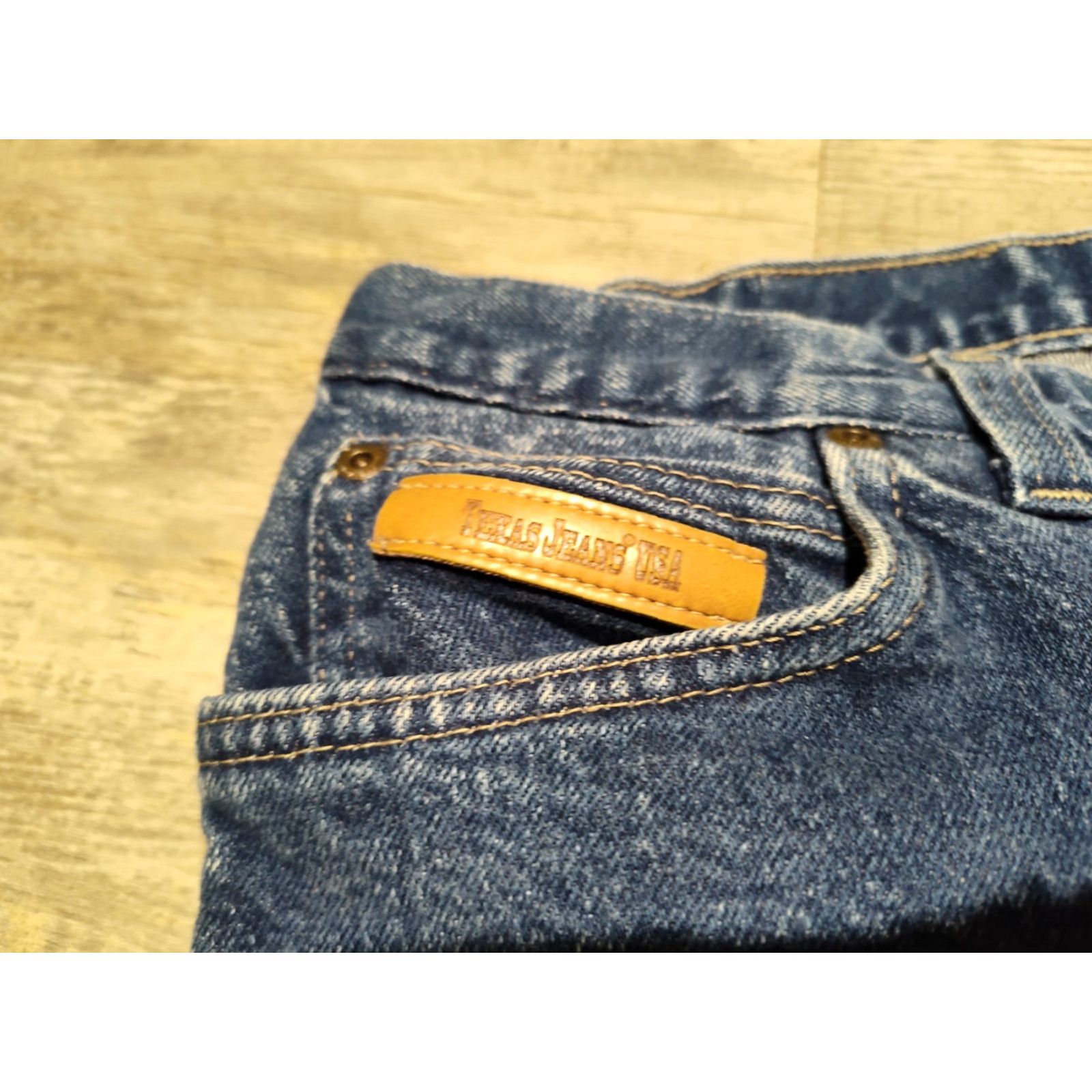 Denime VINTAGE Texas Jeans Women's Jean Size 18 Bootcut Dark Blue Denim Stretch High Rise 5-Pocket US Made Size 40" / US 18 - 4 Thumbnail
