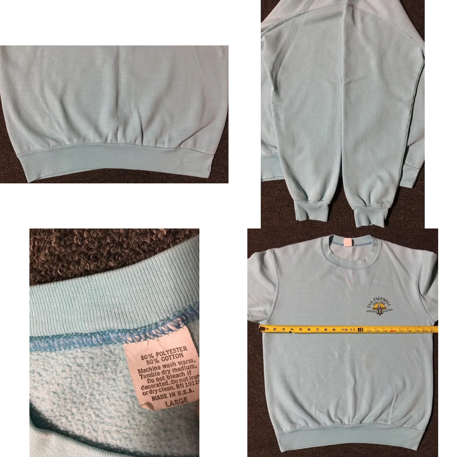 Vintage VINTAGE PSA Farewell Pacific Southwest Airlines Faded Sweatshirt Blue Small USA 80s 90s Grunge Air force Men Sweatshirt Pullover Shirt Size US S / EU 44-46 / 1 - 8 Thumbnail