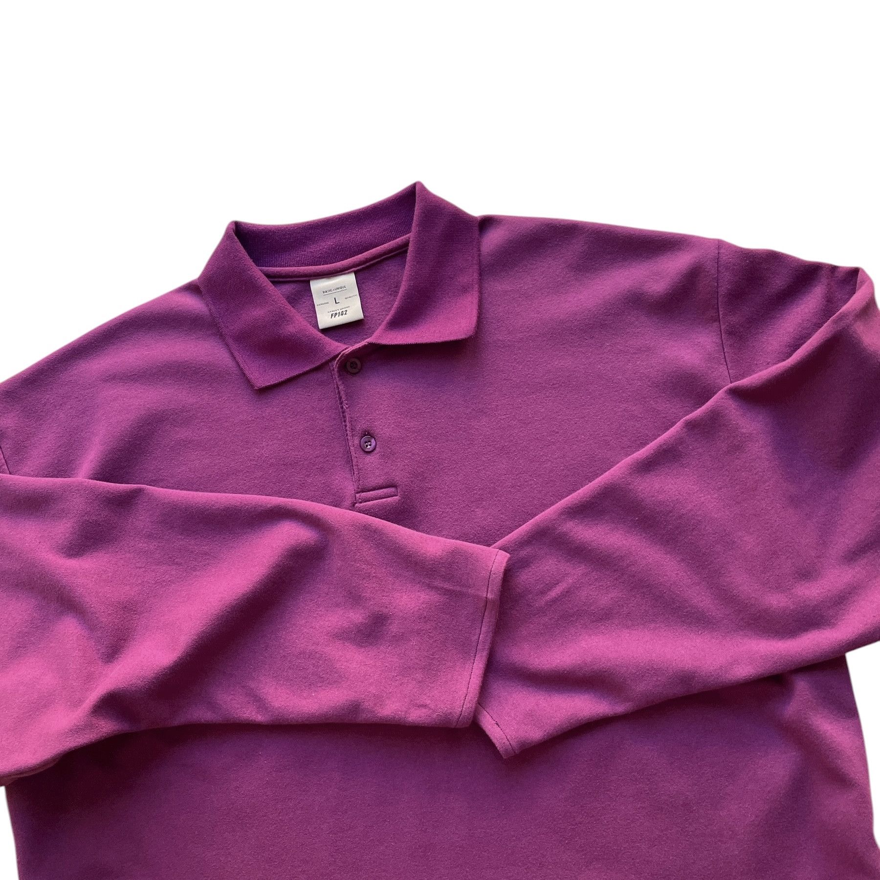 Japanese Brand Premium oversized cotton polo collar longsleeve t-shirt Size US L / EU 52-54 / 3 - 4 Thumbnail
