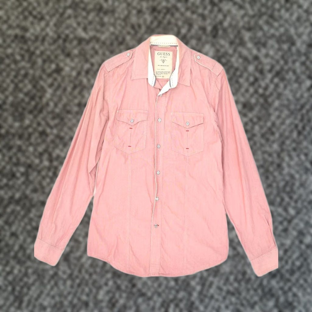 Guess GUESS Mens Shirt Pink Cotton XS Size US XS / EU 42 / 0 - 1 Thumbnail