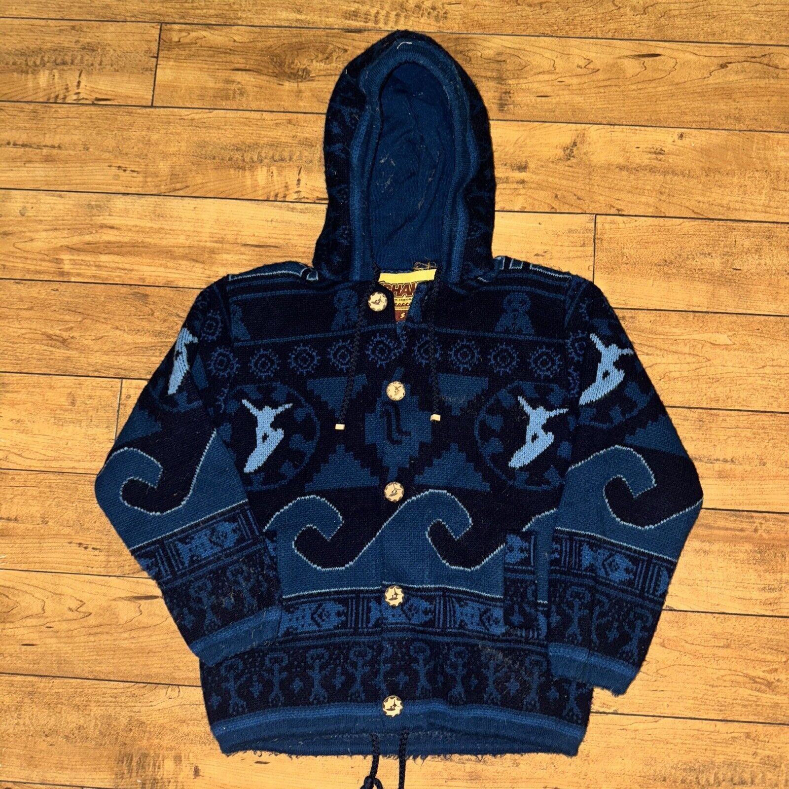 Vintage Surfshaman Hooded Sweater Blue 100% Orlon S 19x24