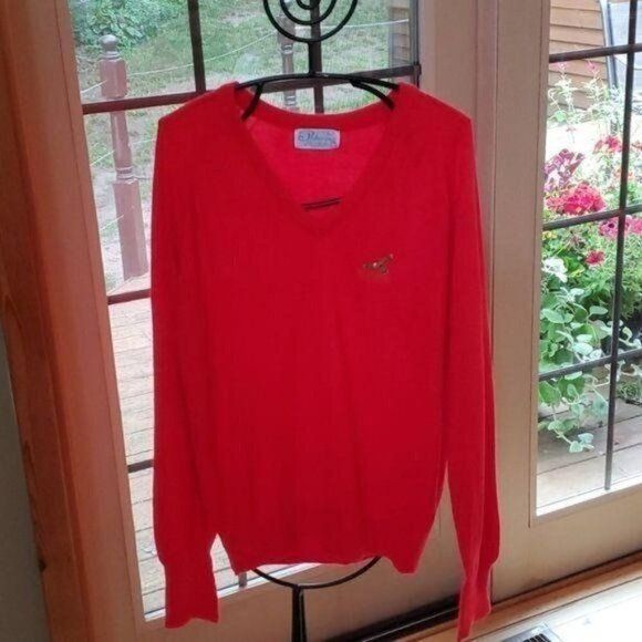 Vintage Pickering Vintage Embroidered "Eagle Ridge" Red Wool V-neck Size US L / EU 52-54 / 3 - 1 Thumbnail