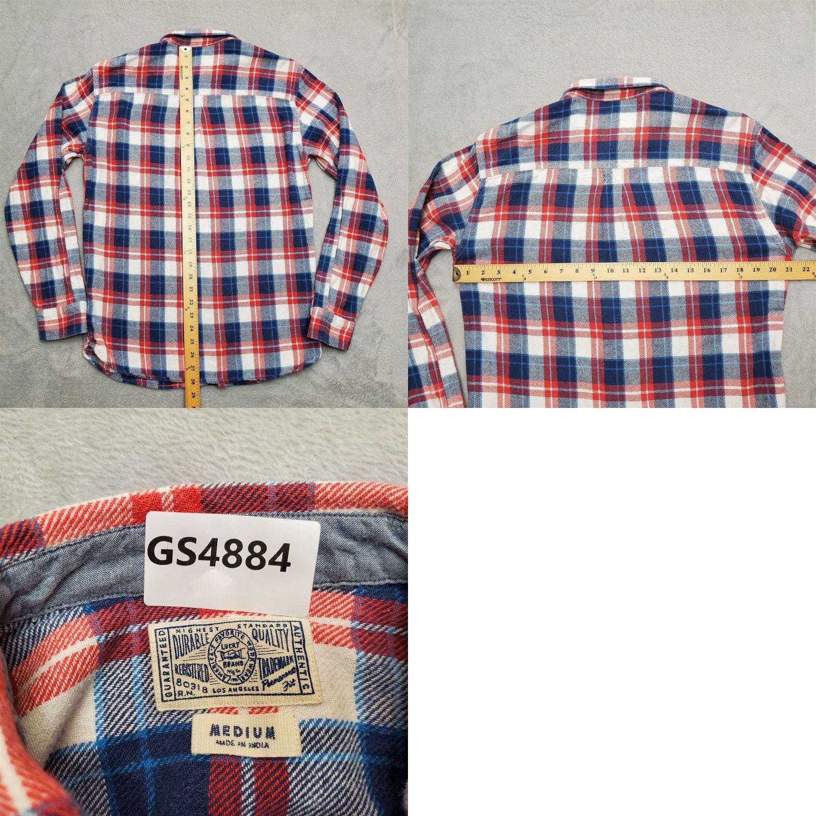 Lucky Brand Lucky Brand Shirt Mens M Blue Plaid Flannel Long Sleeve Casual Outdoor Camp Shirt Size US M / EU 48-50 / 2 - 8 Thumbnail