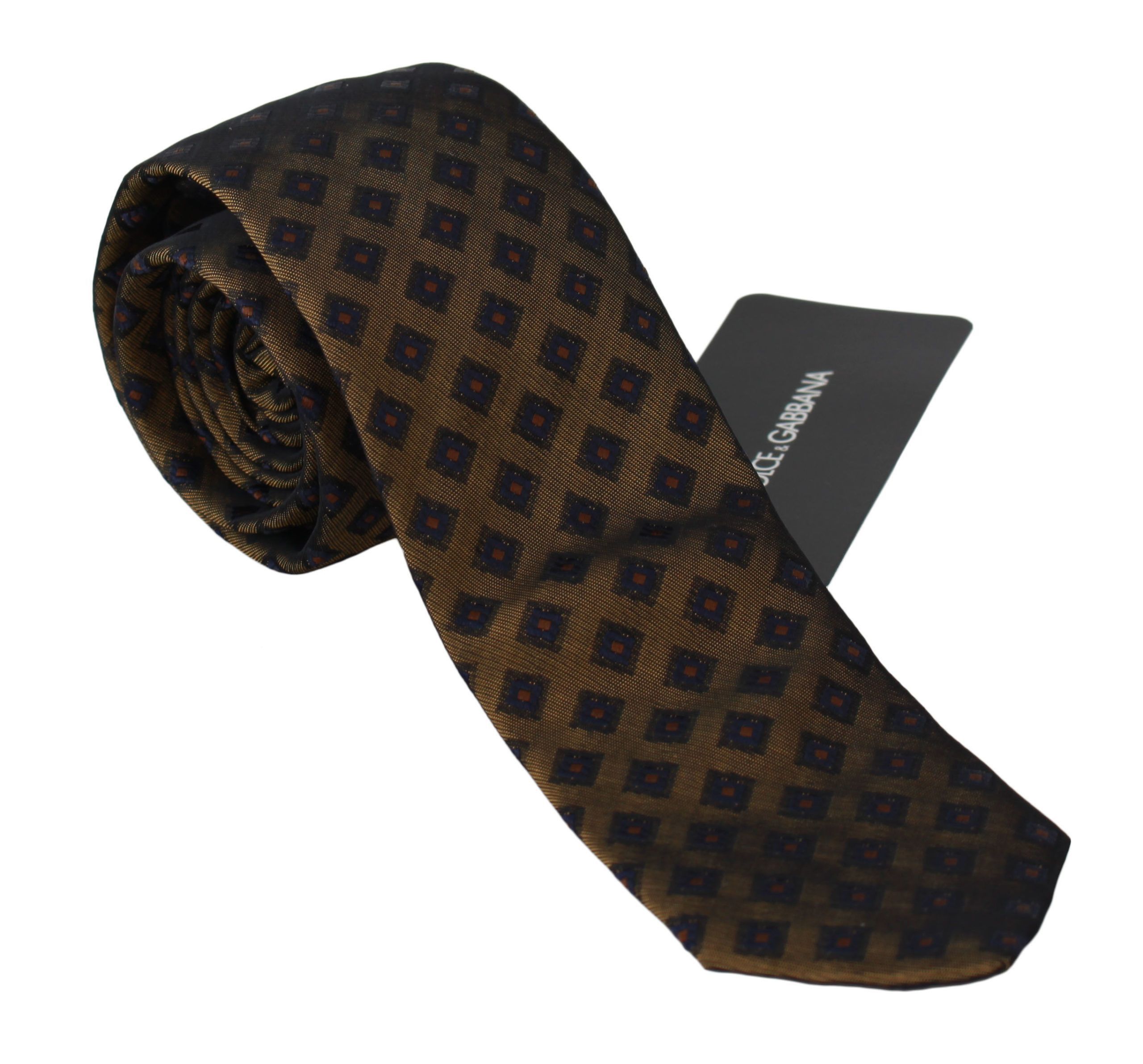 Dolce & Gabbana Elegant Brown Patterned Silk Blend Men's Necktie Size ONE SIZE - 1 Thumbnail