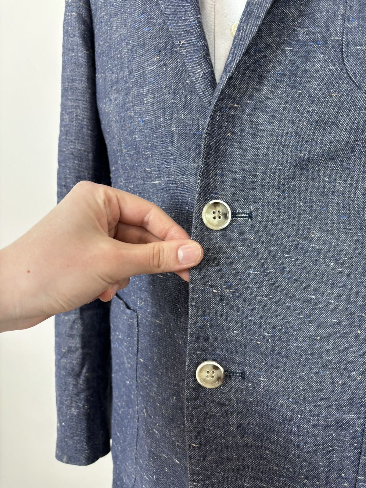 Other Gutteridge Men’s Blue Cotton Linen Silk Blazer Jacket Coat Size 42R - 8 Thumbnail