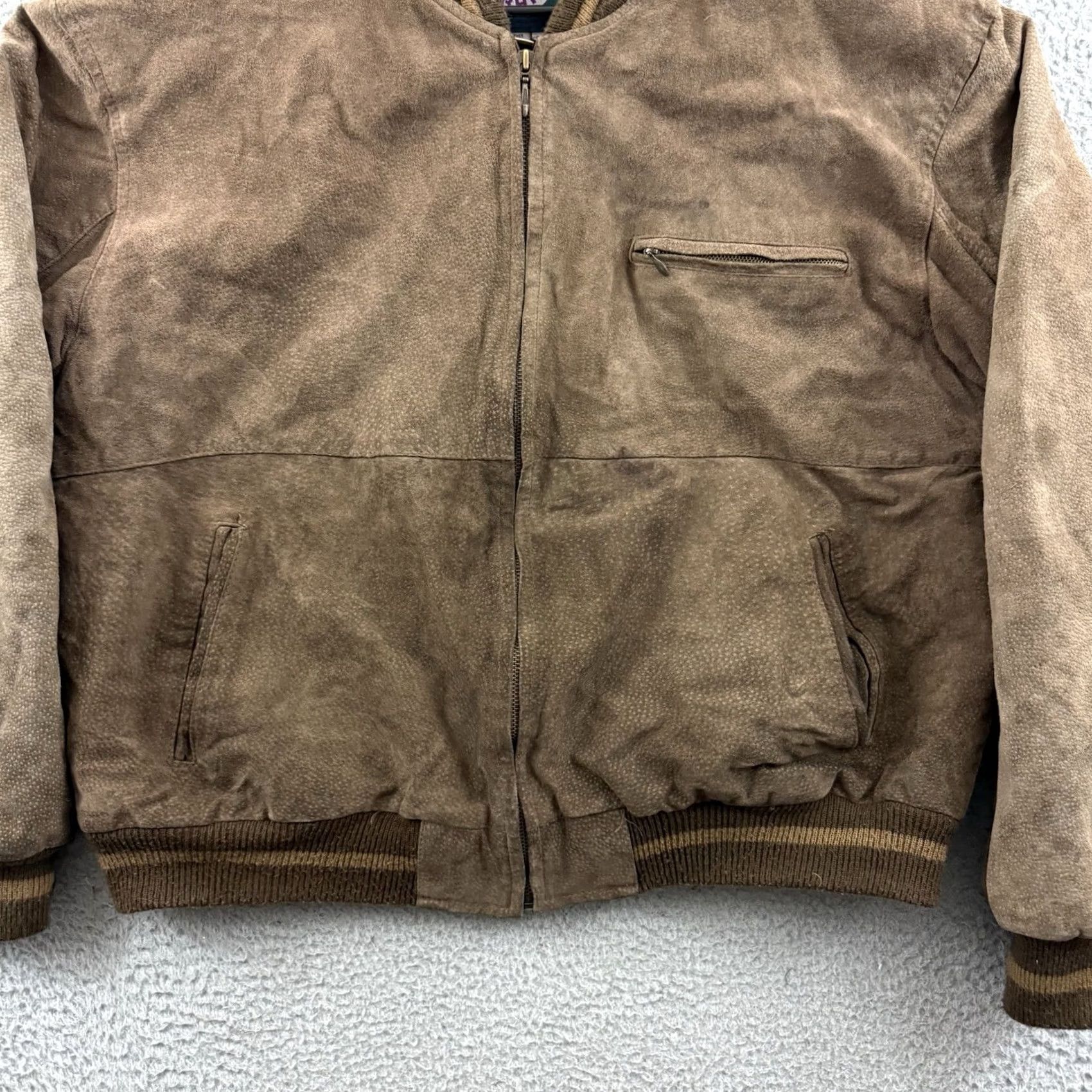 Vintage VINTAGE Timber Trail Jacket Mens 2XL Brown Suede Leather Bomber Full Zip Lined Size XXL / US 16-18 / IT 52-54 - 2 Thumbnail