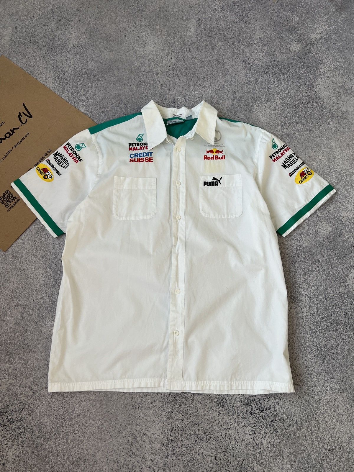 Vintage Vintage 90s Petronas Shorts Sleeve Racing Button up Size US L / EU 52-54 / 3 - 1 Thumbnail