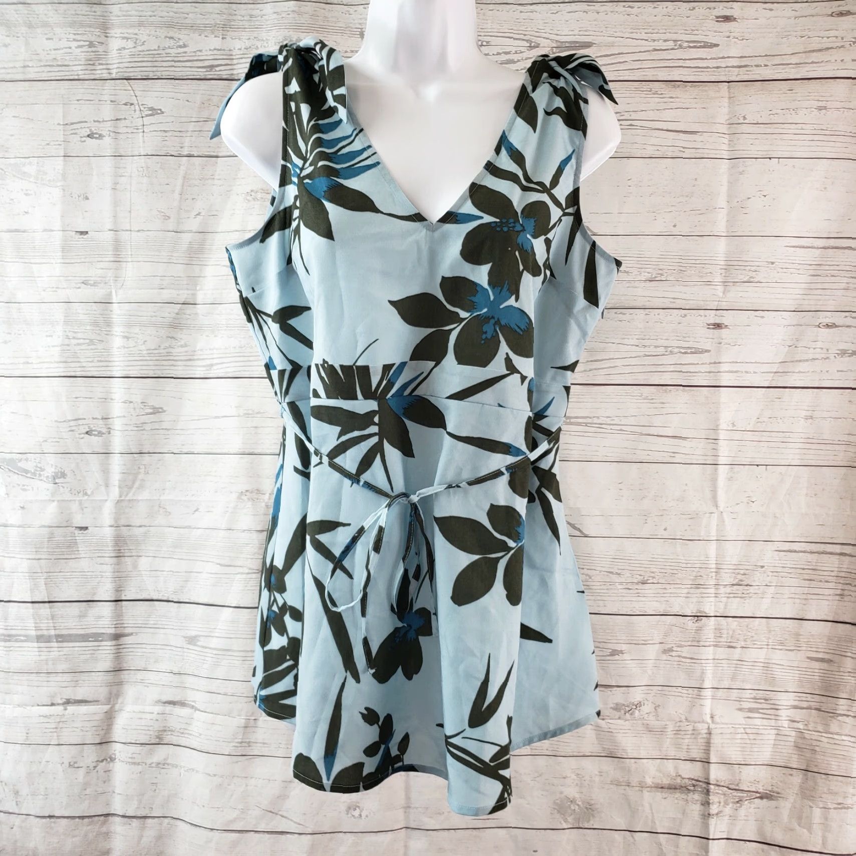 Vintage Motherhood Maternity Womens Printed Top Sz Small Blue Floral V-Neck Sleeveless Shirt Blouse Ladies Womens XS S M L Size S / US 4 / IT 40 - 2 Thumbnail