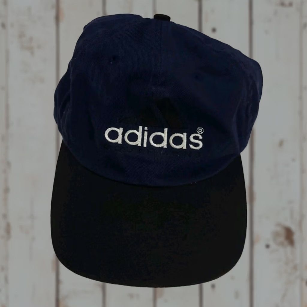 Adidas VINTAGE Adidas Equipment Hat Navy Black USA Cotton Baseball Cap Mens Adjustable Blue 90s Rare Embroidery 2 Tone Size ONE SIZE - 1 Thumbnail