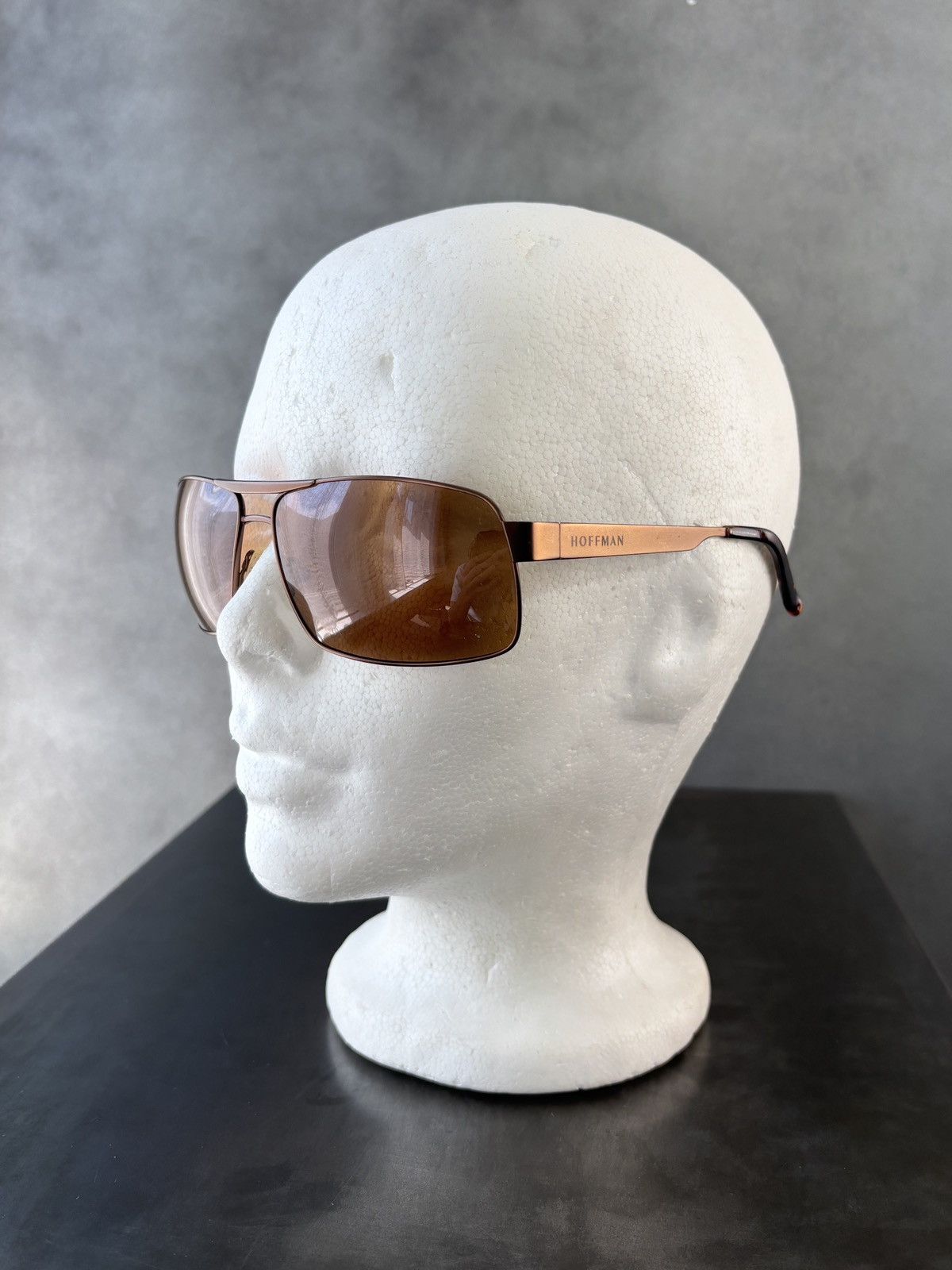 Designer Hoffman Sunglasses Aviators Bronze Metal Wrap Shield 90s Size ONE SIZE - 3 Thumbnail