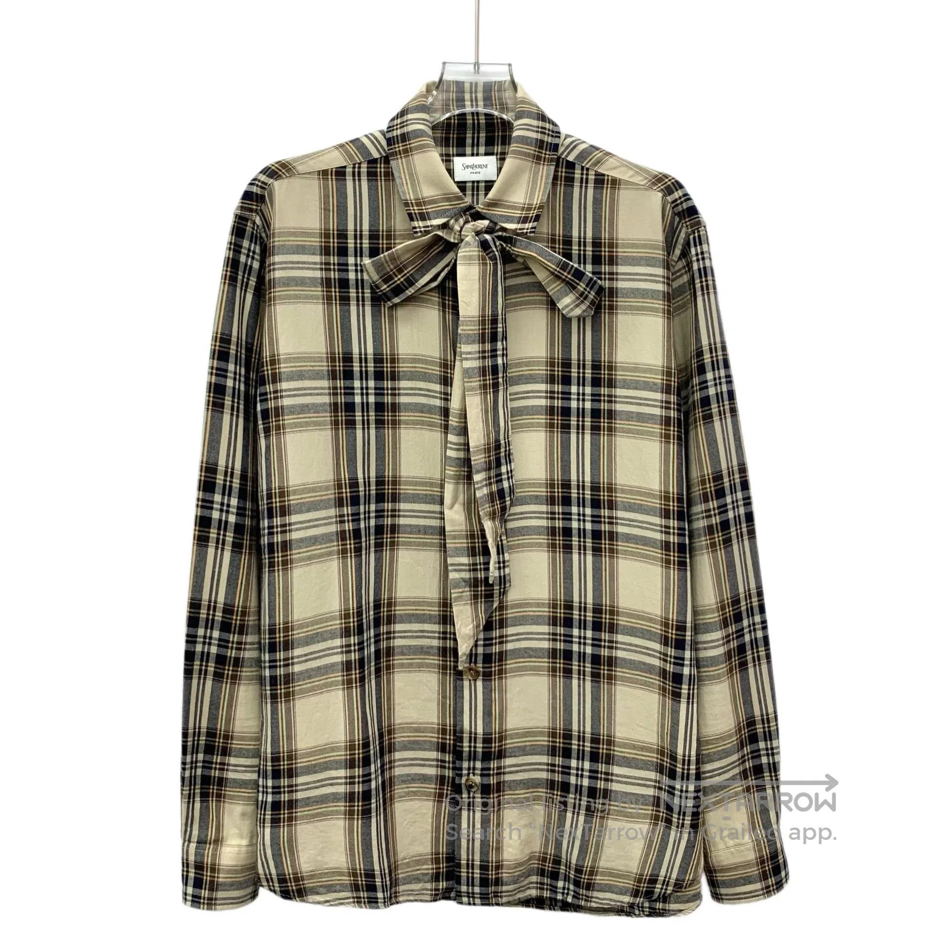 Saint Laurent Paris Saint Laurent Paris Contrast color check tie bow long slee Size M / US 6-8 / IT 42-44 - 1 Thumbnail