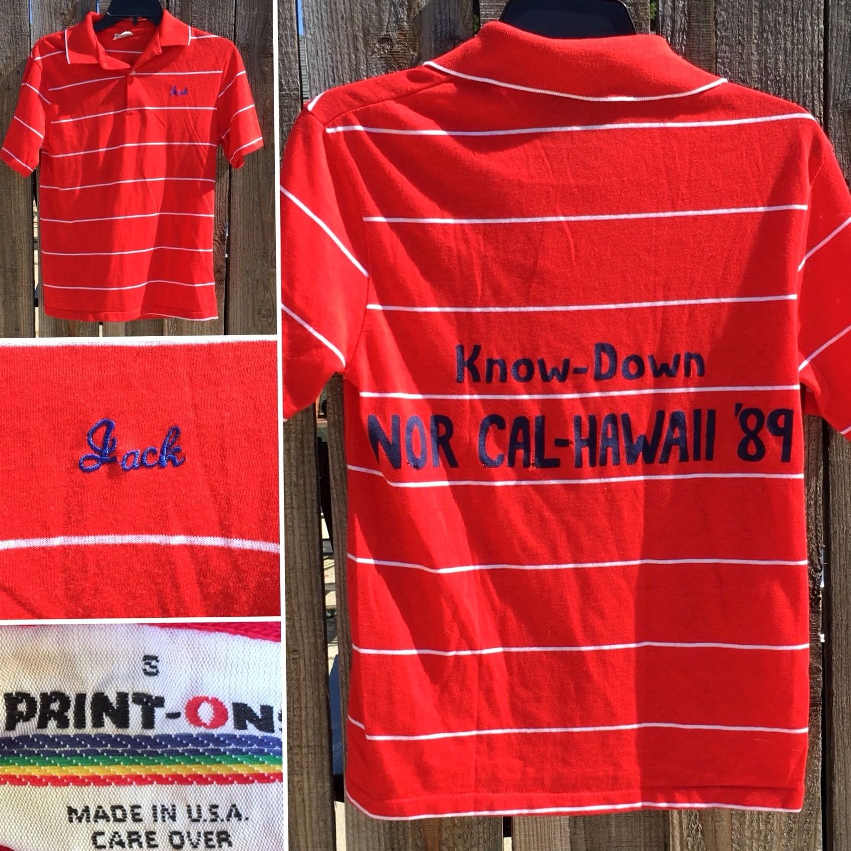 Vintage VINTAGE NOR CAL-HAWAII ‘89 Know-Down Polo Shirt S Jack 80s 1980s Red Stripe Print-Ons Nike Shirt Size US S / EU 44-46 / 1 - 6 Thumbnail