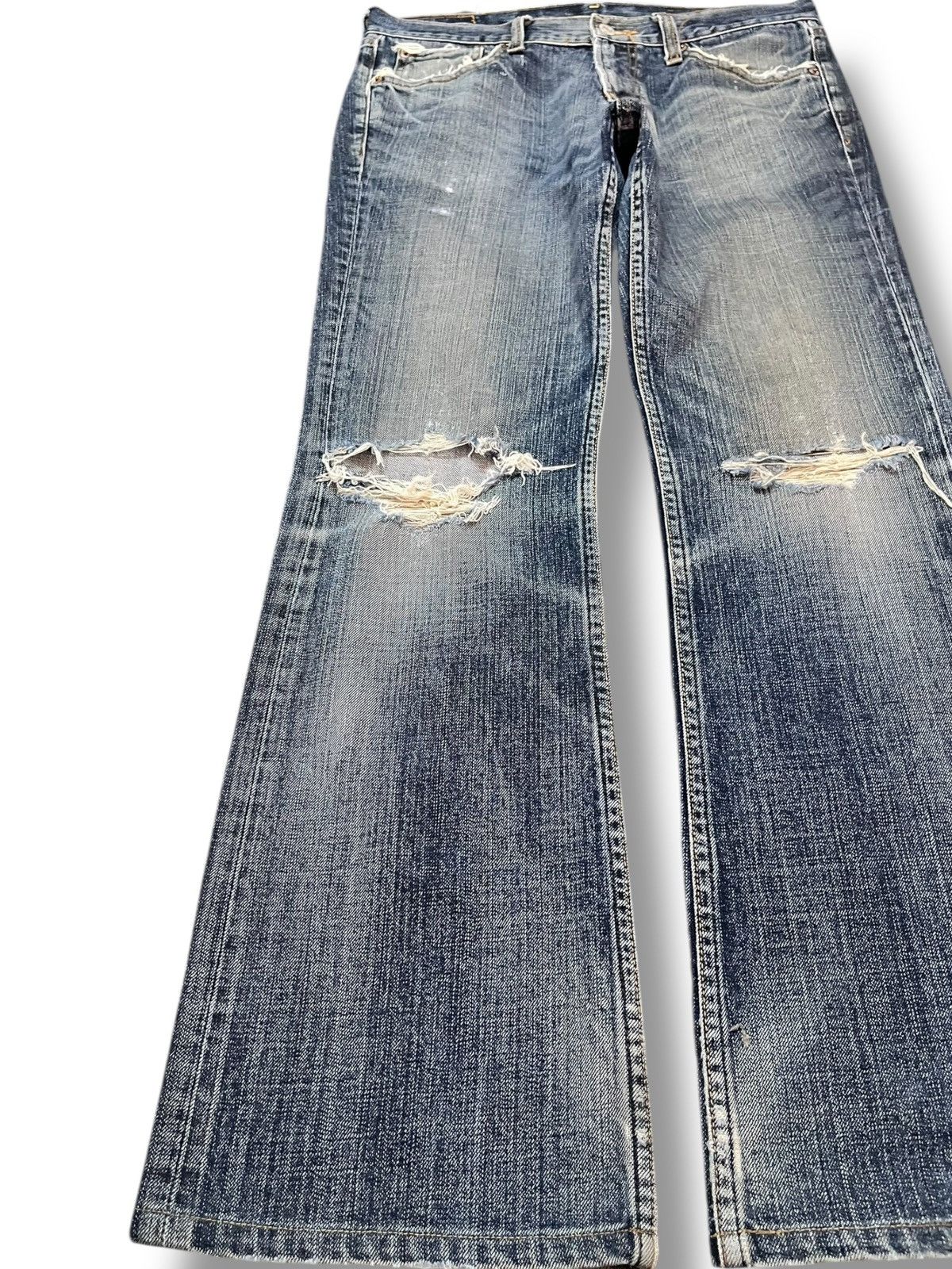 Japanese Brand Vintage Bobson Crackwash Flare Distressed Denim Size US 31 - 3 Thumbnail