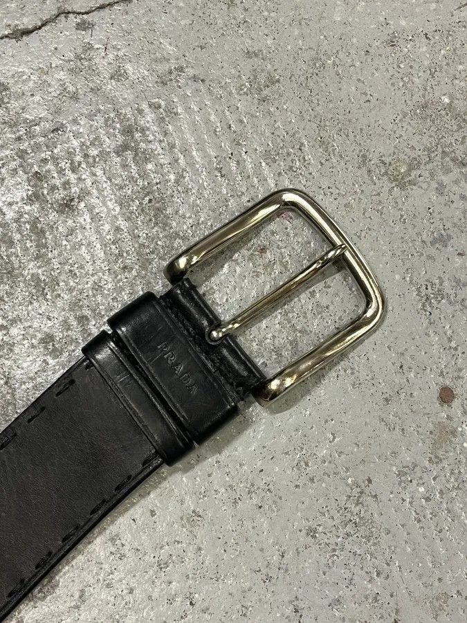 Prada 2000s Prada Premium Black Leather Belt Size ONE SIZE - 6 Thumbnail