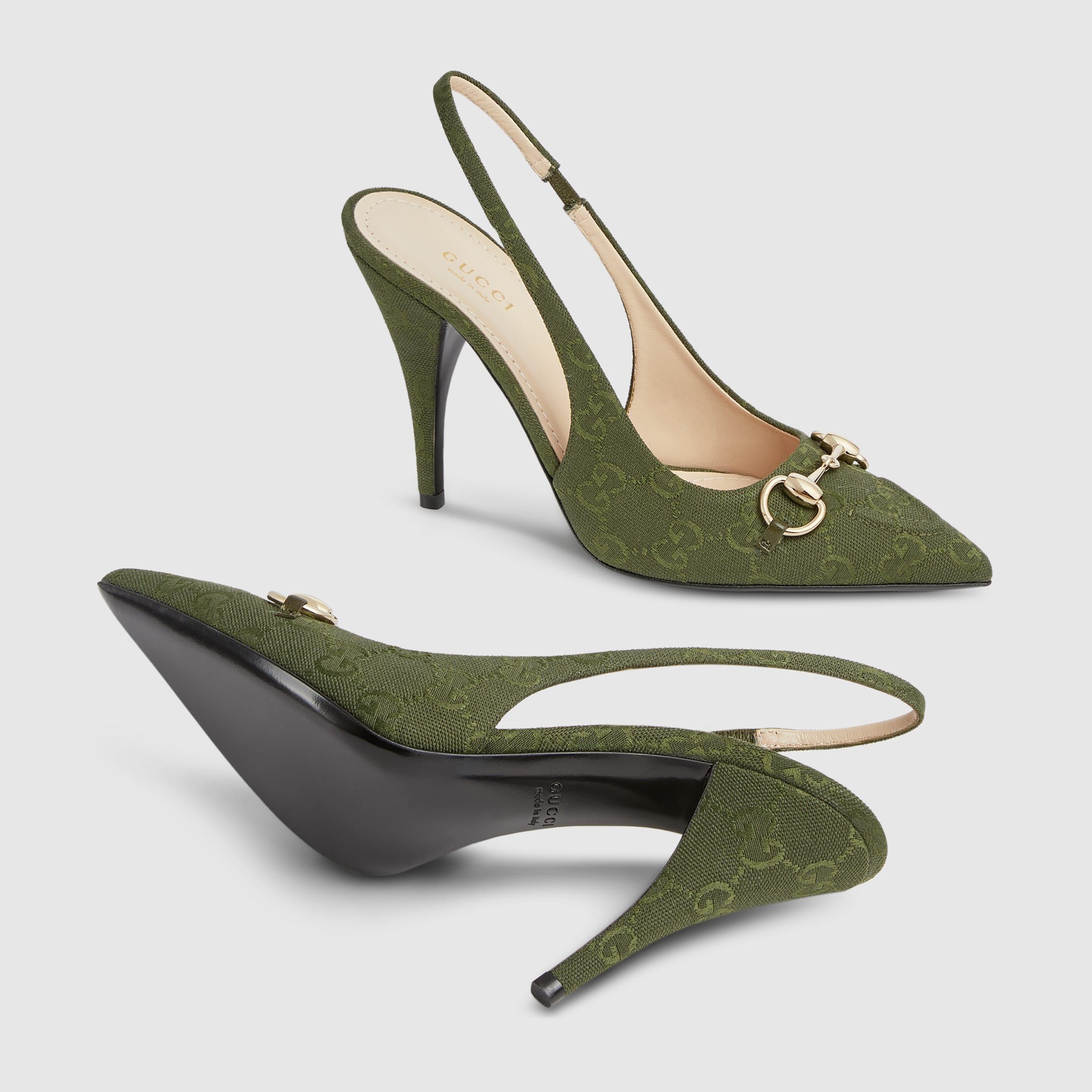 Gucci oc11z1025 Women's Slingback Pumps With Horsebit Forest Green Size US 9 / IT 39 - 5 Thumbnail