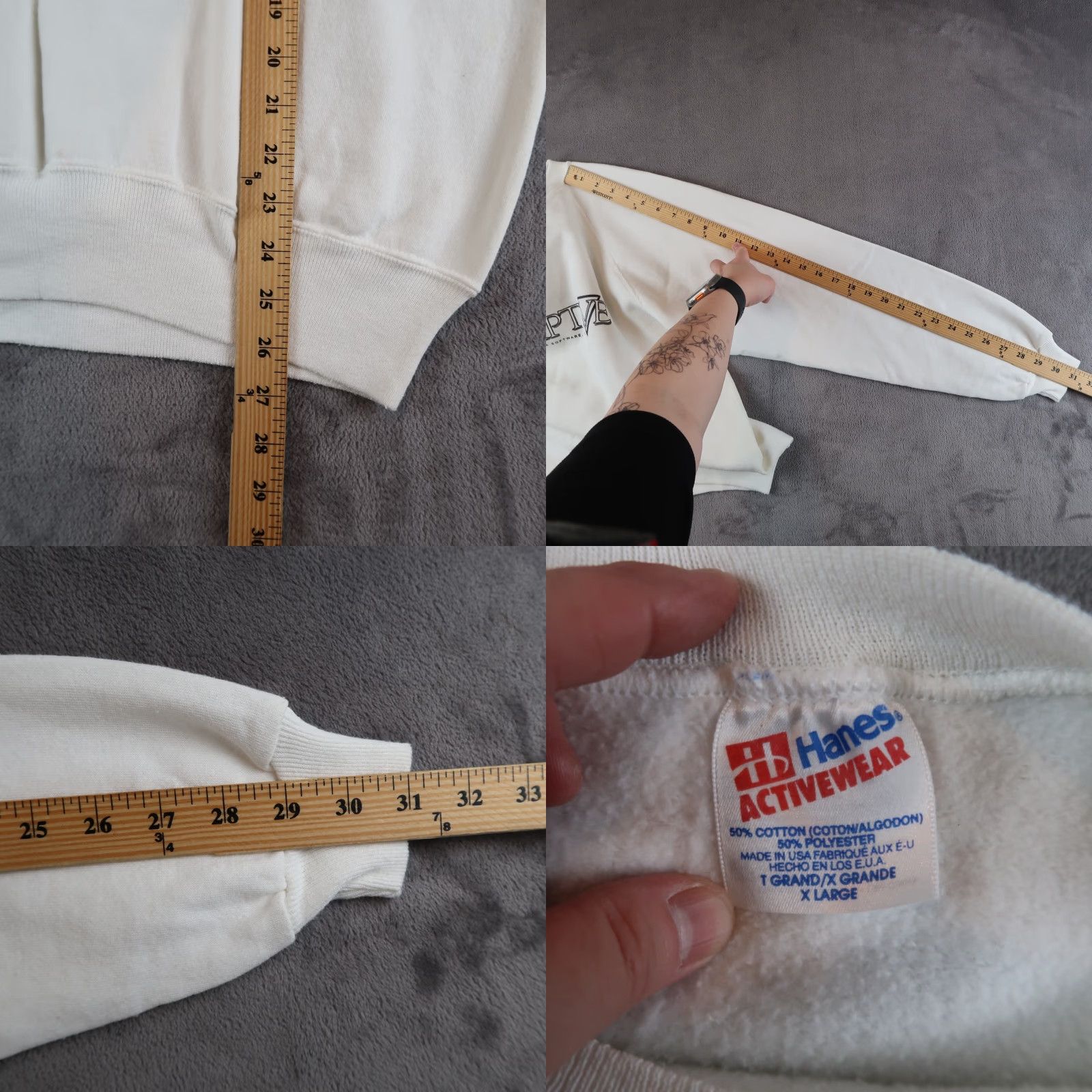 VINTAGE Hanes Sweatshirt Unisex XL Crew Neck White 80s Vintage Raglan Graphic Print All Seasons Activewear Reading Book Club Jane Austen