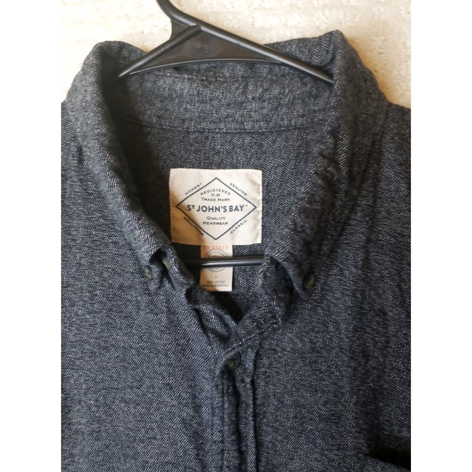 Vintage St. John's Bay Shirt Mens Gray Chamois Cloth Long Sleeve Heavy Cotton Workwear Button-Up Chest 46in Size L Size US L / EU 52-54 / 3 - 5 Thumbnail