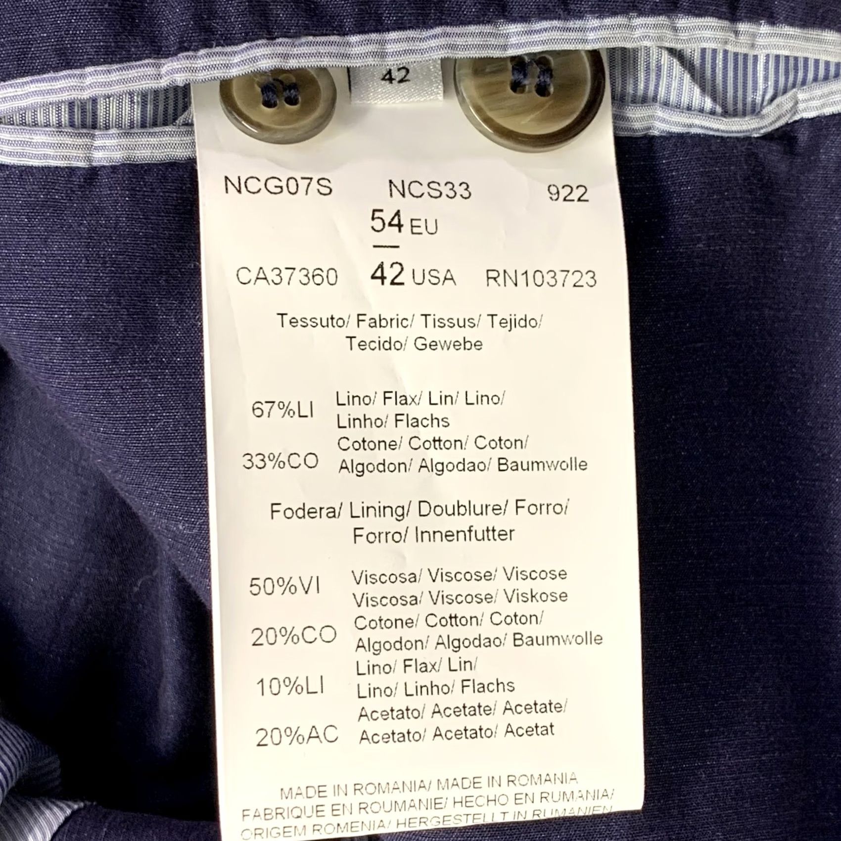 Armani ARMANI COLLEZIONI Sport Coat Size 42 Navy Linen Cotton Notch Lapel Mens Size US XS / EU 42 / 0 - 6 Thumbnail