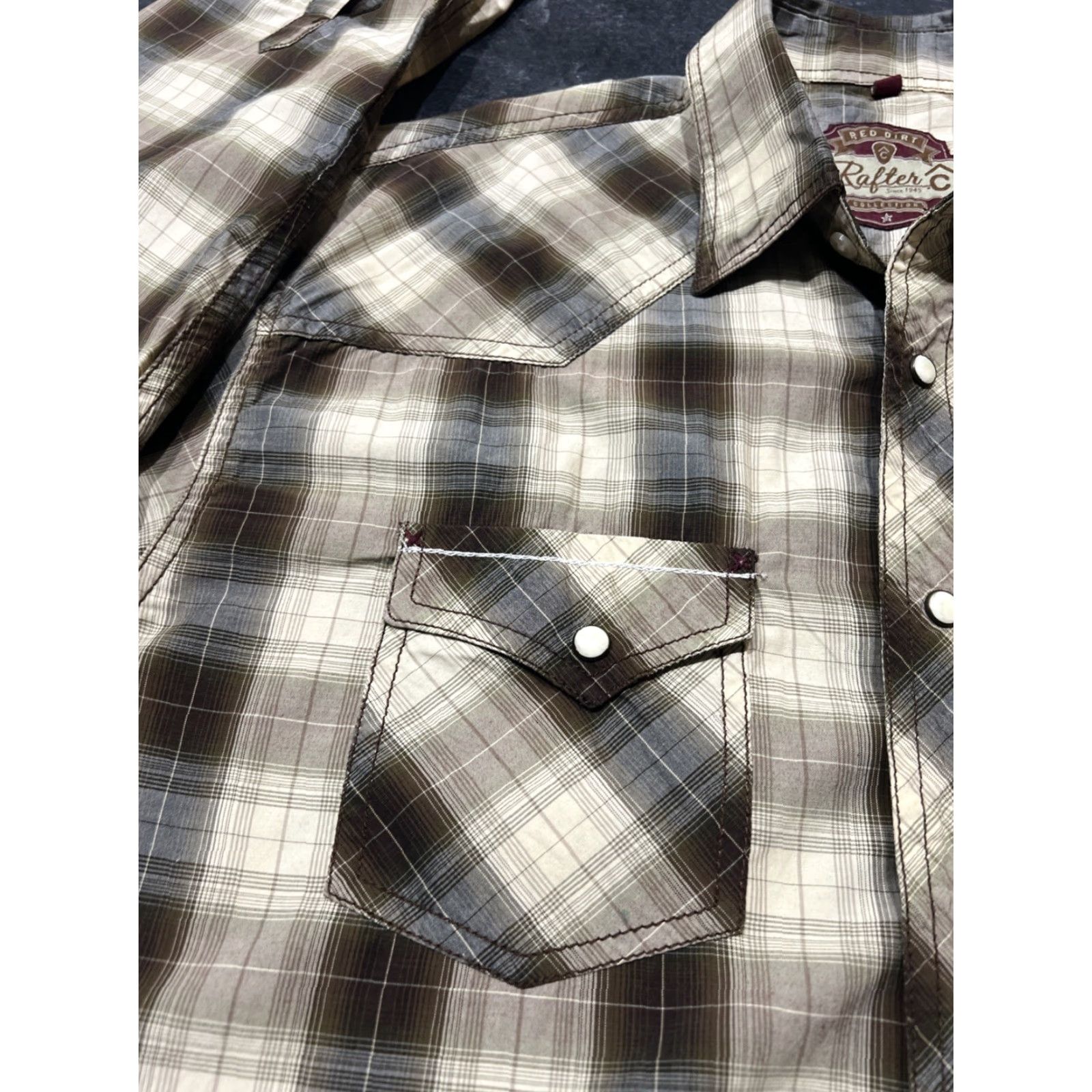 Vintage Rafter C Shirt Western Plaid Pearl Snap Button-Up XL Brown Mens Cowboy Rodeo Size US XL / EU 56 / 4 - 4 Thumbnail