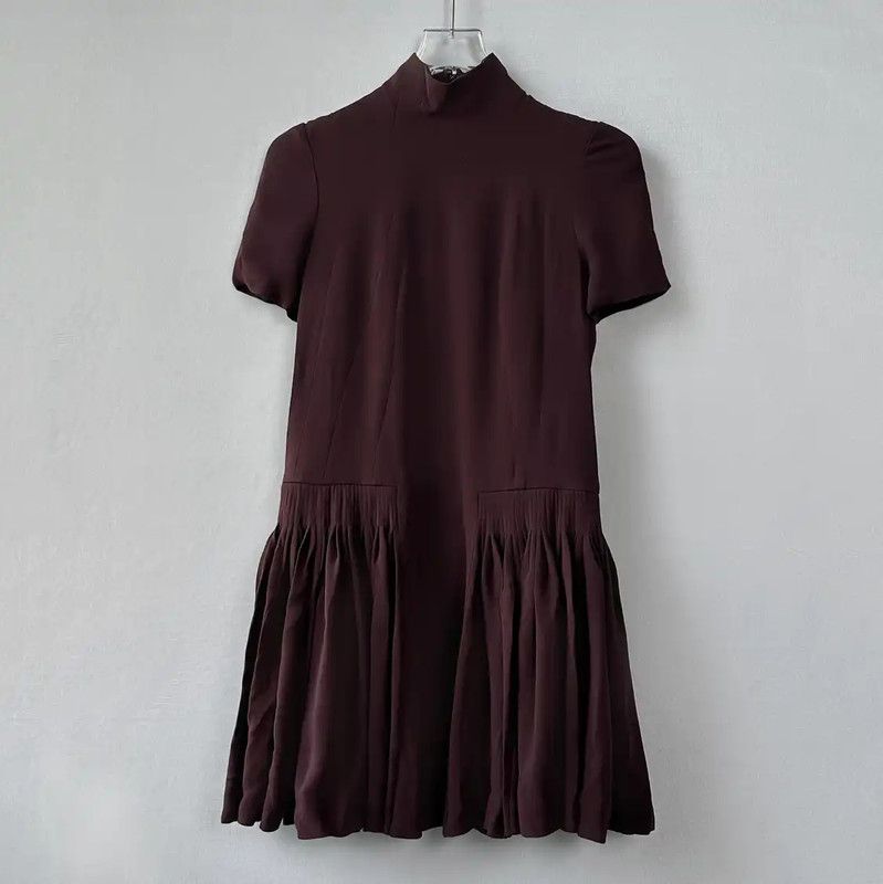 Dior Dior Short Sleeve Pleated Dress in Brown 0089 Size S / US 4 / IT 40 - 1 Thumbnail