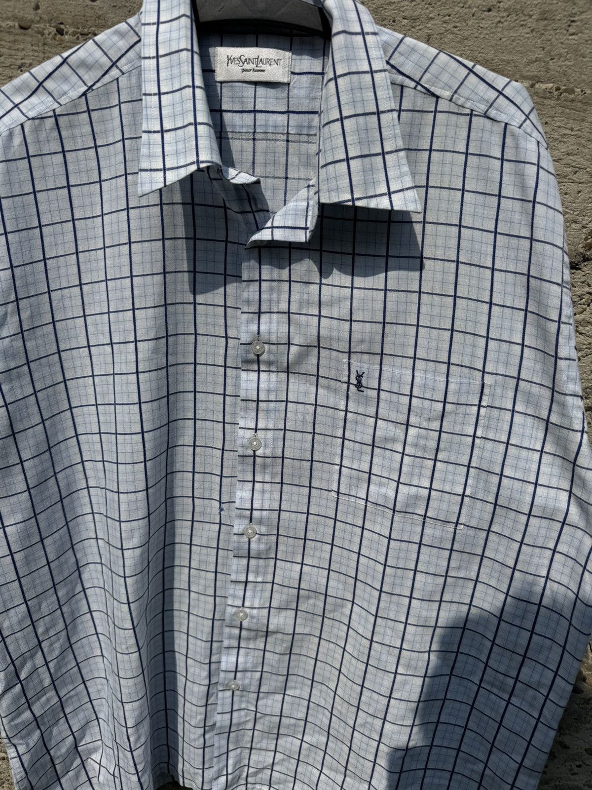 Yves Saint Laurent Vintage YSL Shiprt Sleeve Check Shirt Size US XL / EU 56 / 4 - 10 Thumbnail