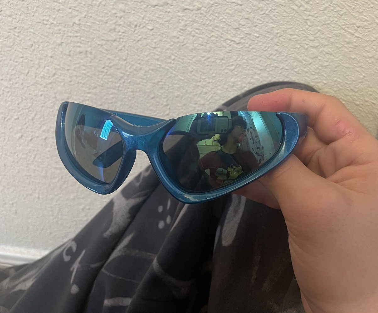 image of Balenciaga Xpander Cat-Eye Frame Sunglasses in Blue, Men's