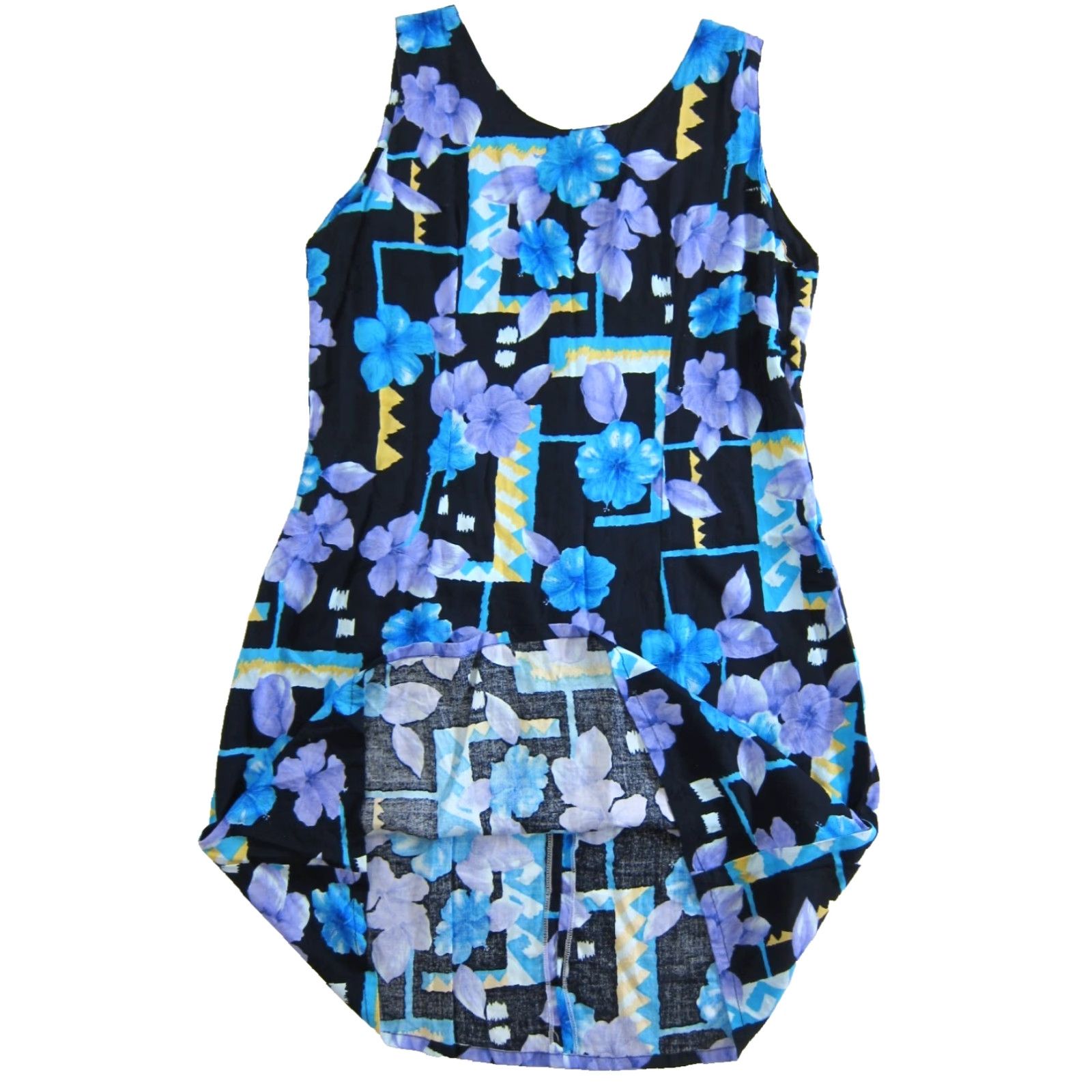 Vintage VINTAGE Hibiscus Collection Blue Floral Maxi Sundress Tank Dress 2XL Womens Tropical Hawaiian Knee Length Sleeveless Round Neck Zipper Hem Maxi Dress Size XXL / US 16-18 / IT 52-54 - 5 Thumbnail