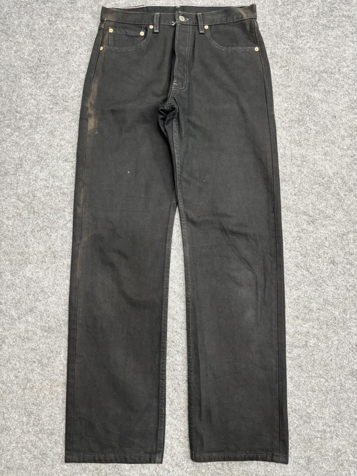 Levi's Vintage Clothing 💥90s💥Vintage Levis 501 Original Cut Superblack Denim F605 Size US 31 - 23 Thumbnail