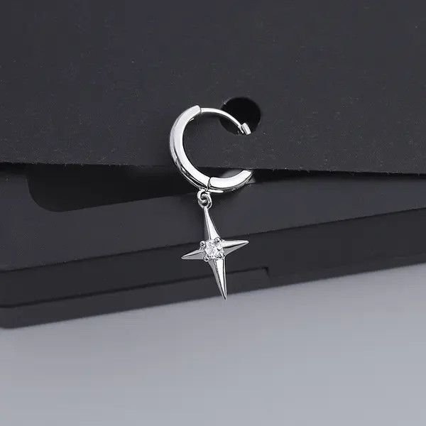 Designer × Sterling Silver 925 Silver Plated Star Dangle Drop Earrings for Men Women Size ONE SIZE - 2 Thumbnail