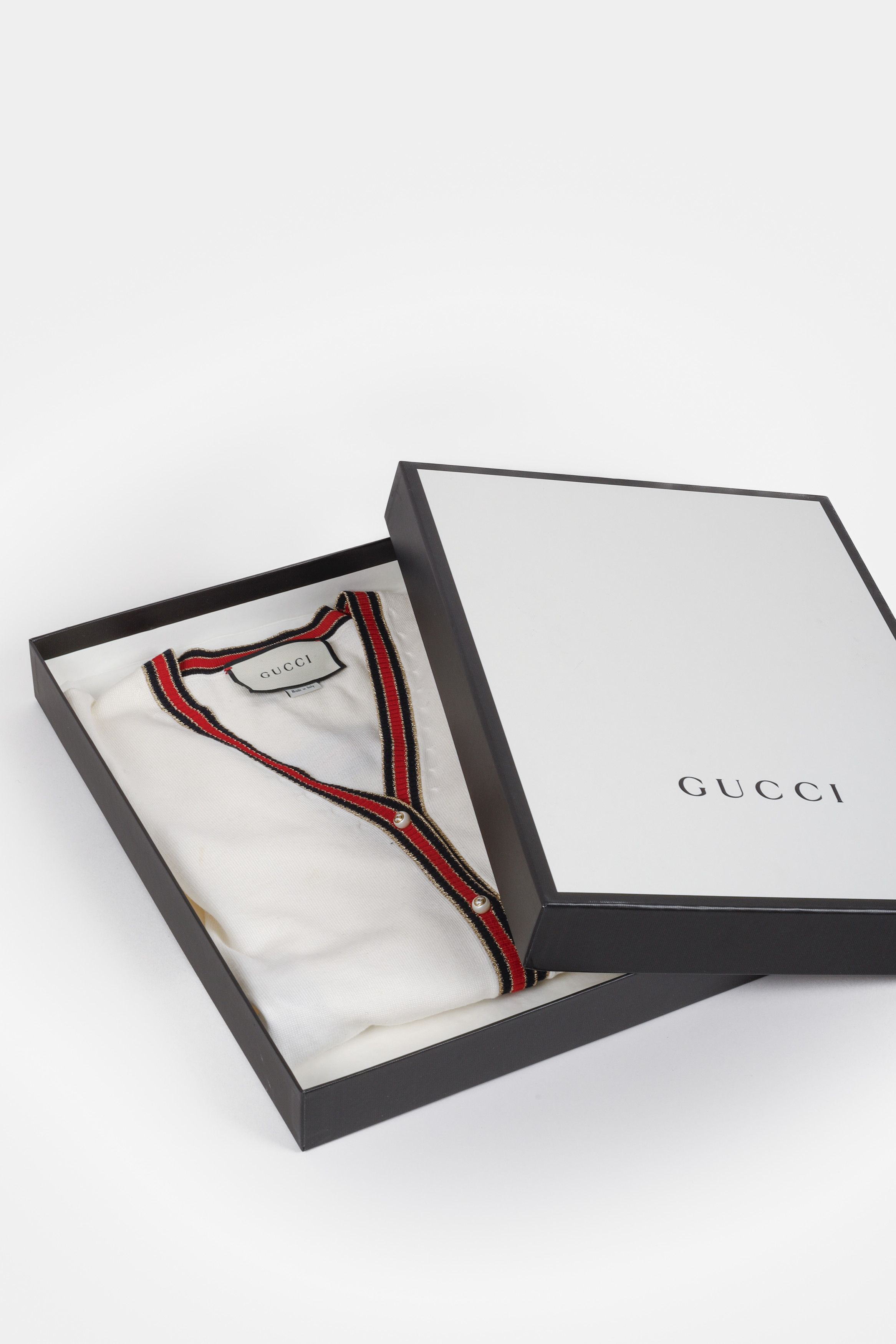 Gucci Cream Knit Pearl Cardigan