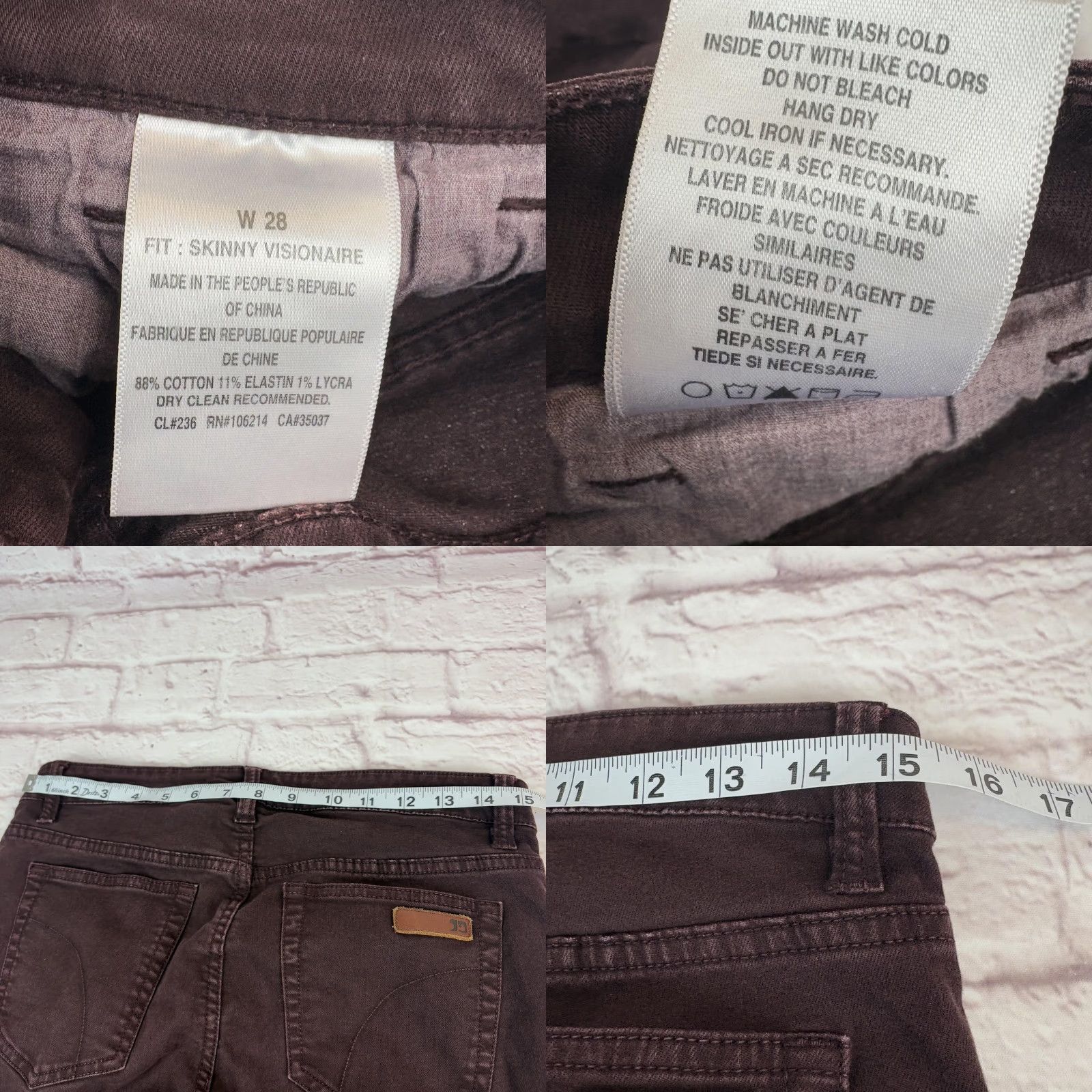 Vintage Joes Jeans Visionaire Skinny Jeans Womens 28 Dark Purple Mid Rise Stretch Denim Size 28" / US 6 / IT 42 - 8 Thumbnail