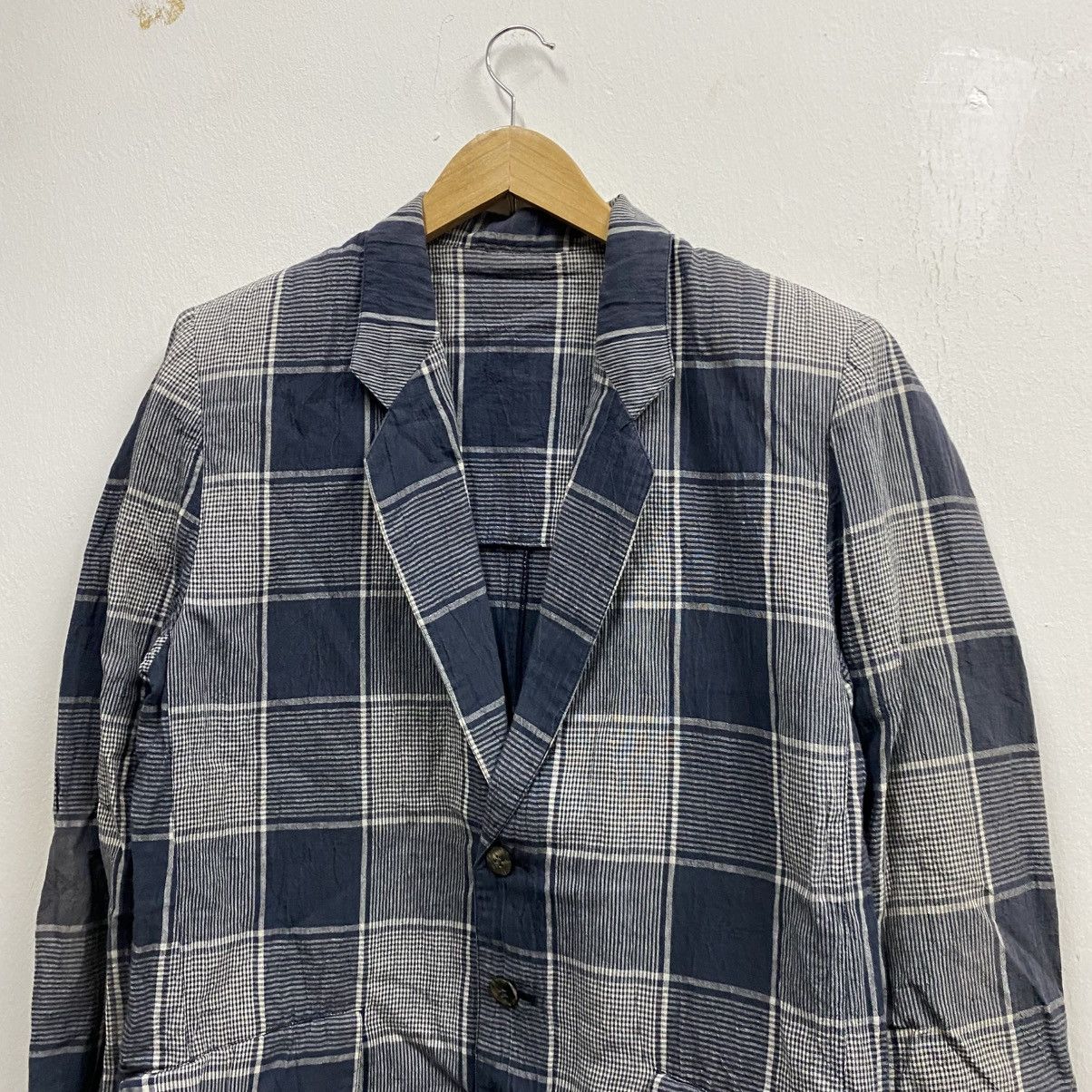 Issey Miyake vintage I.S. Issey Miyake gingham light layer blazer jacket Size 42L - 4 Thumbnail