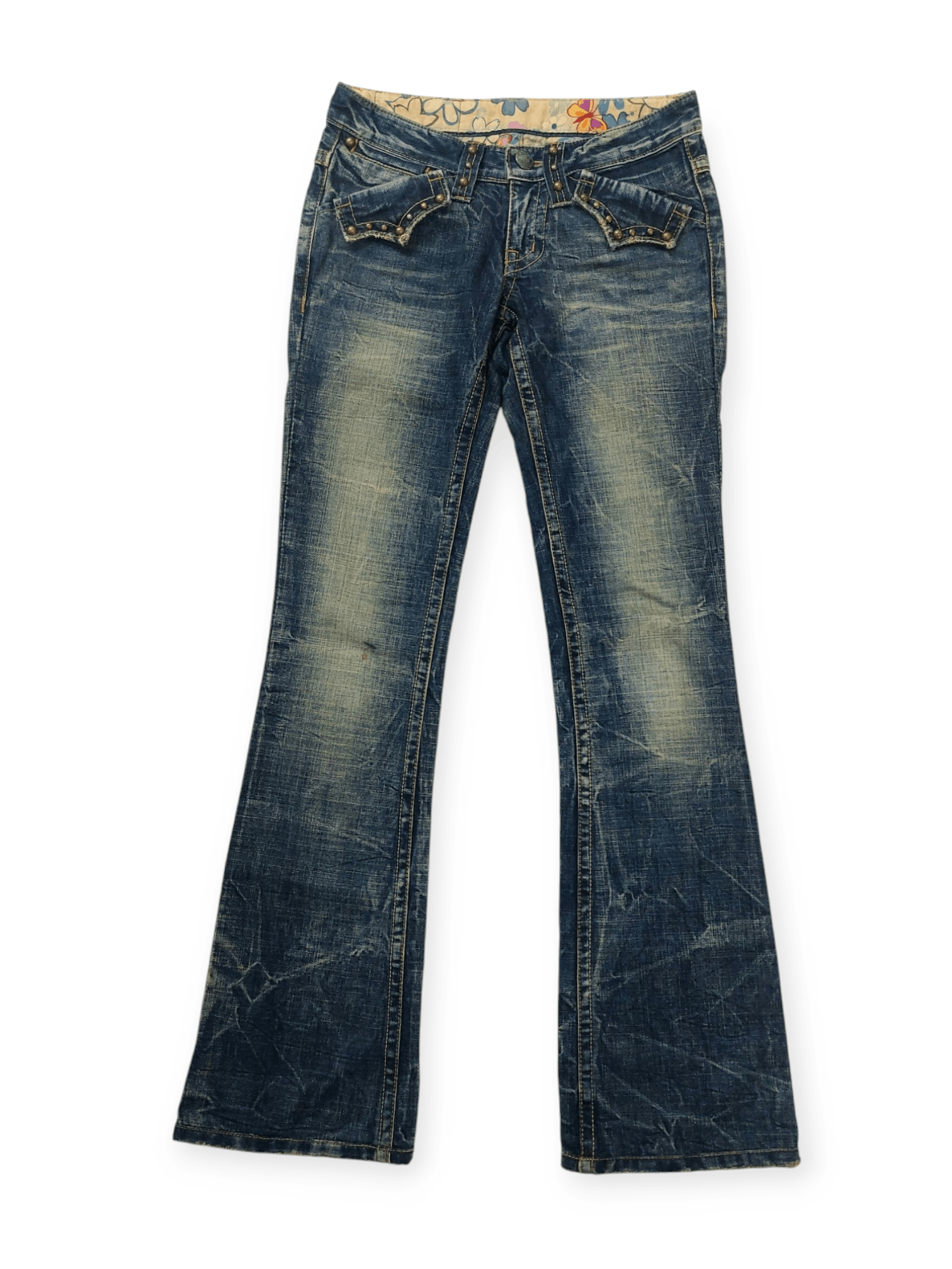 Vintage Flare 73 Seventy Threes Studded Punk Denim Size 26" / US 2 / IT 38 - 1 Thumbnail