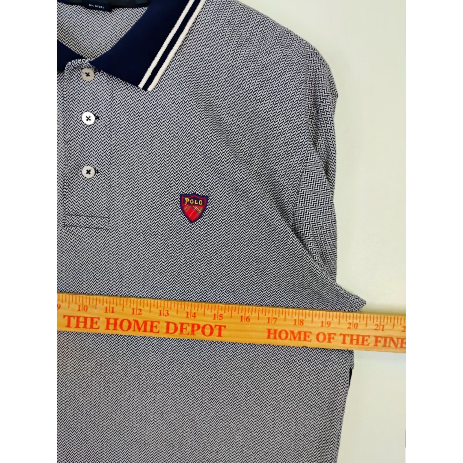 Ralph Lauren VINTAGE Polo Ralph Lauren Golf Short Sleeve Polo Shirt Mens Large Herringbone Blue Size US L / EU 52-54 / 3 - 5 Thumbnail