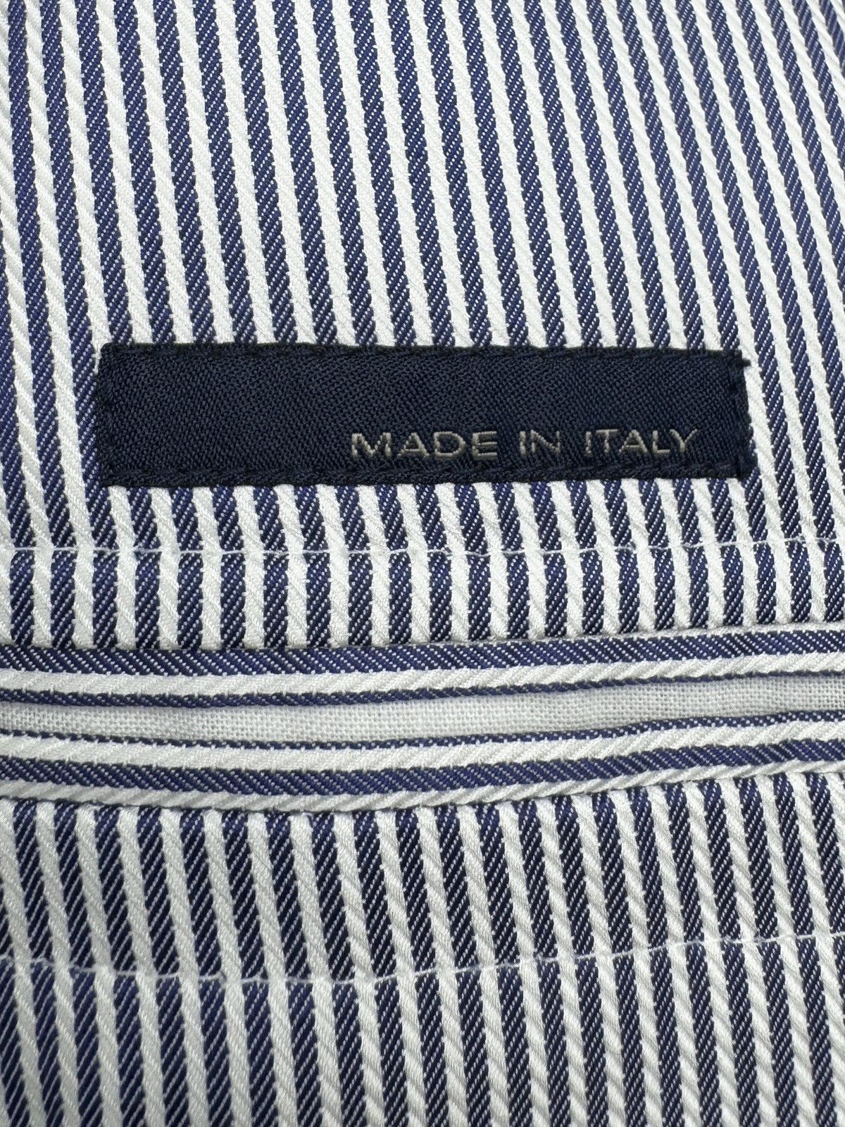 Lardini Lardini 100% Linen Blue White striped unlined lux blazer Size 48R - 9 Thumbnail