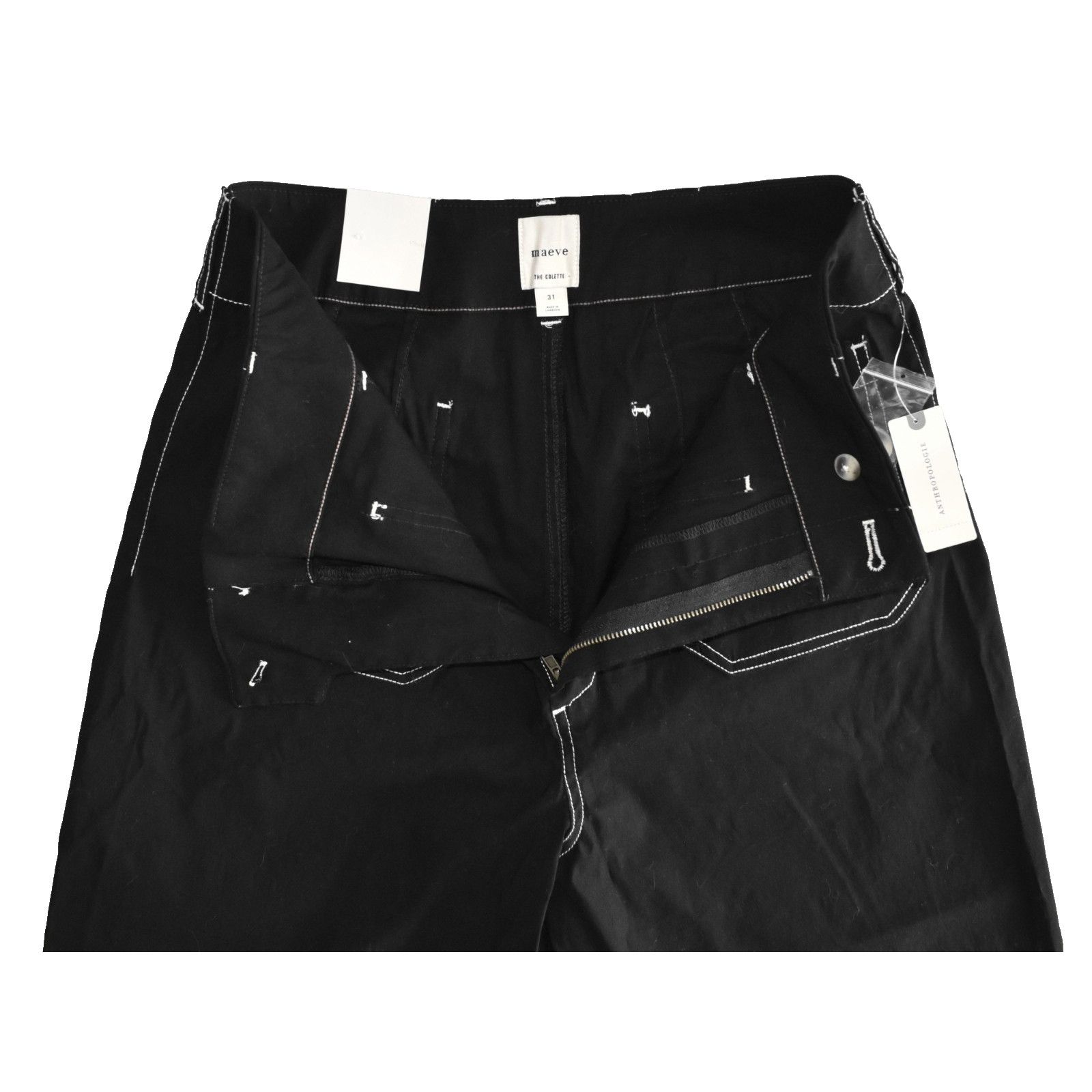 Anthropologie NWT MAEVE X ANTHROPOLOGIE Black Wide Leg Cropped Jeans Sz 31 Size 32" / US 10 / IT 46 - 4 Thumbnail